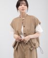 Idnes リネンライクノーカラージャケット レディース