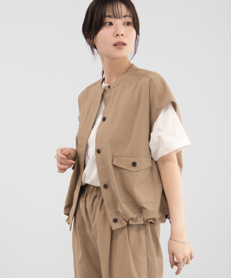 Idnes リネンライクノーカラージャケット レディース商品画像-5