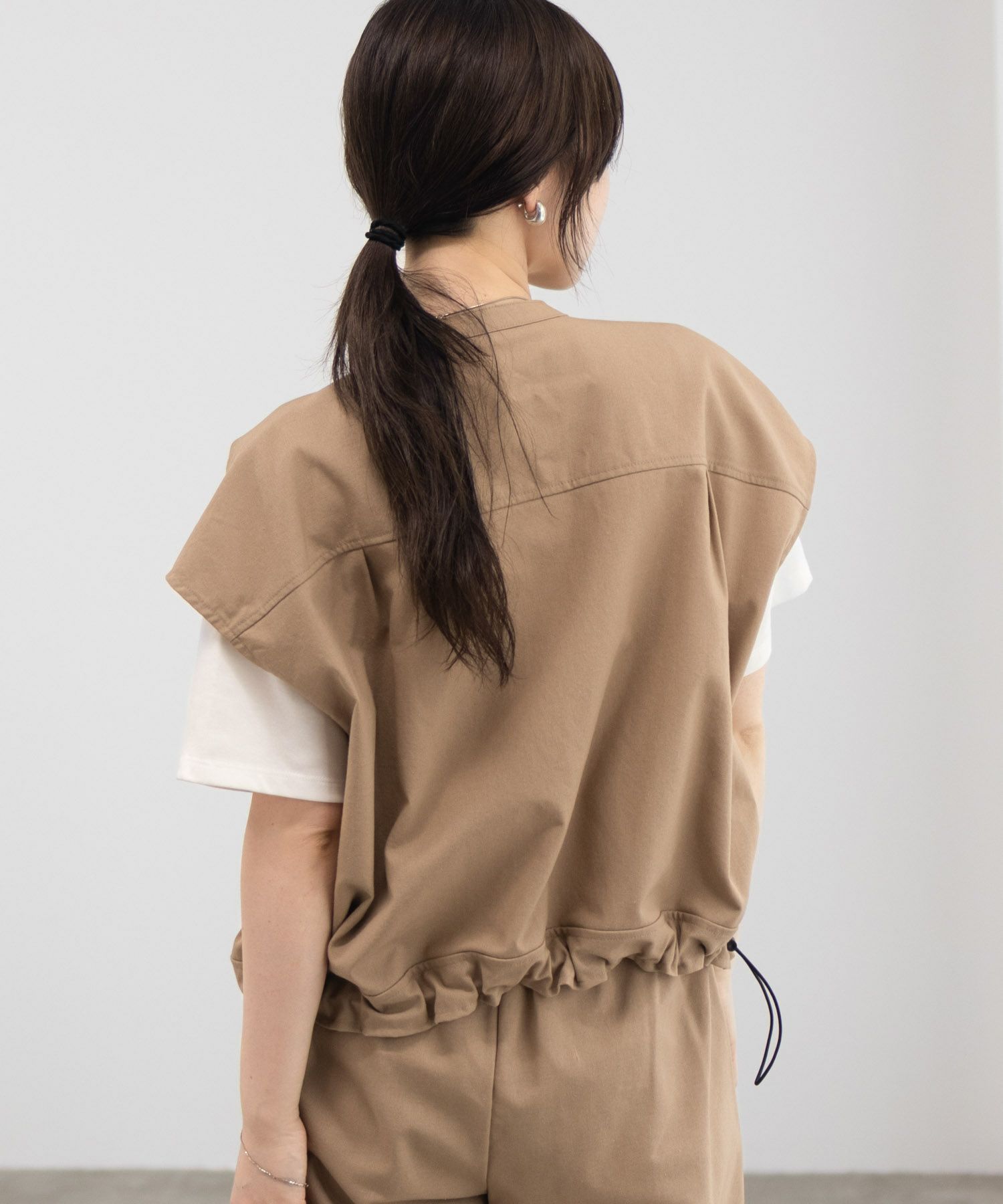 Idnes リネンライクノーカラージャケット レディース商品画像-7