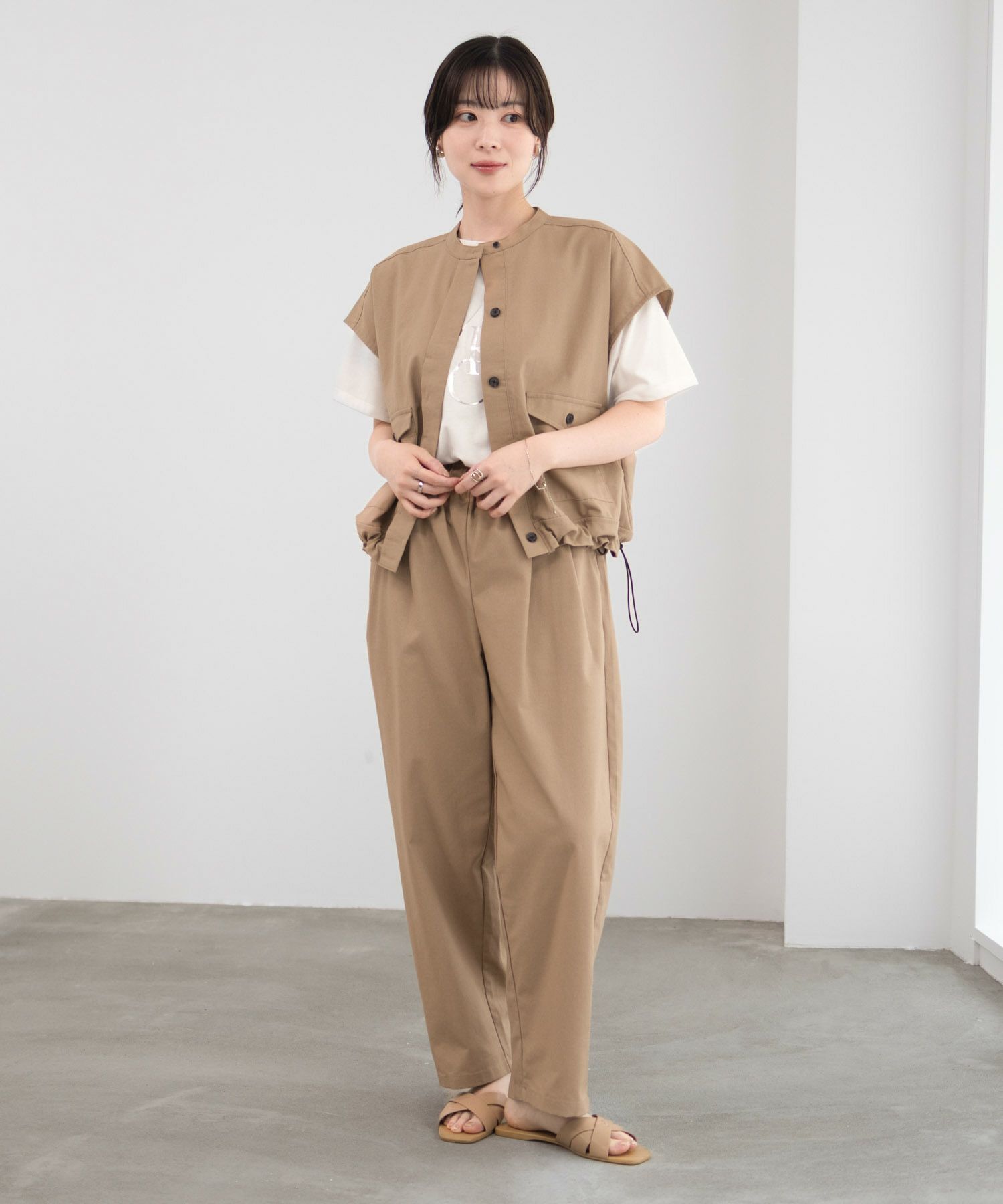 Idnes リネンライクノーカラージャケット レディース商品サムネイル-8