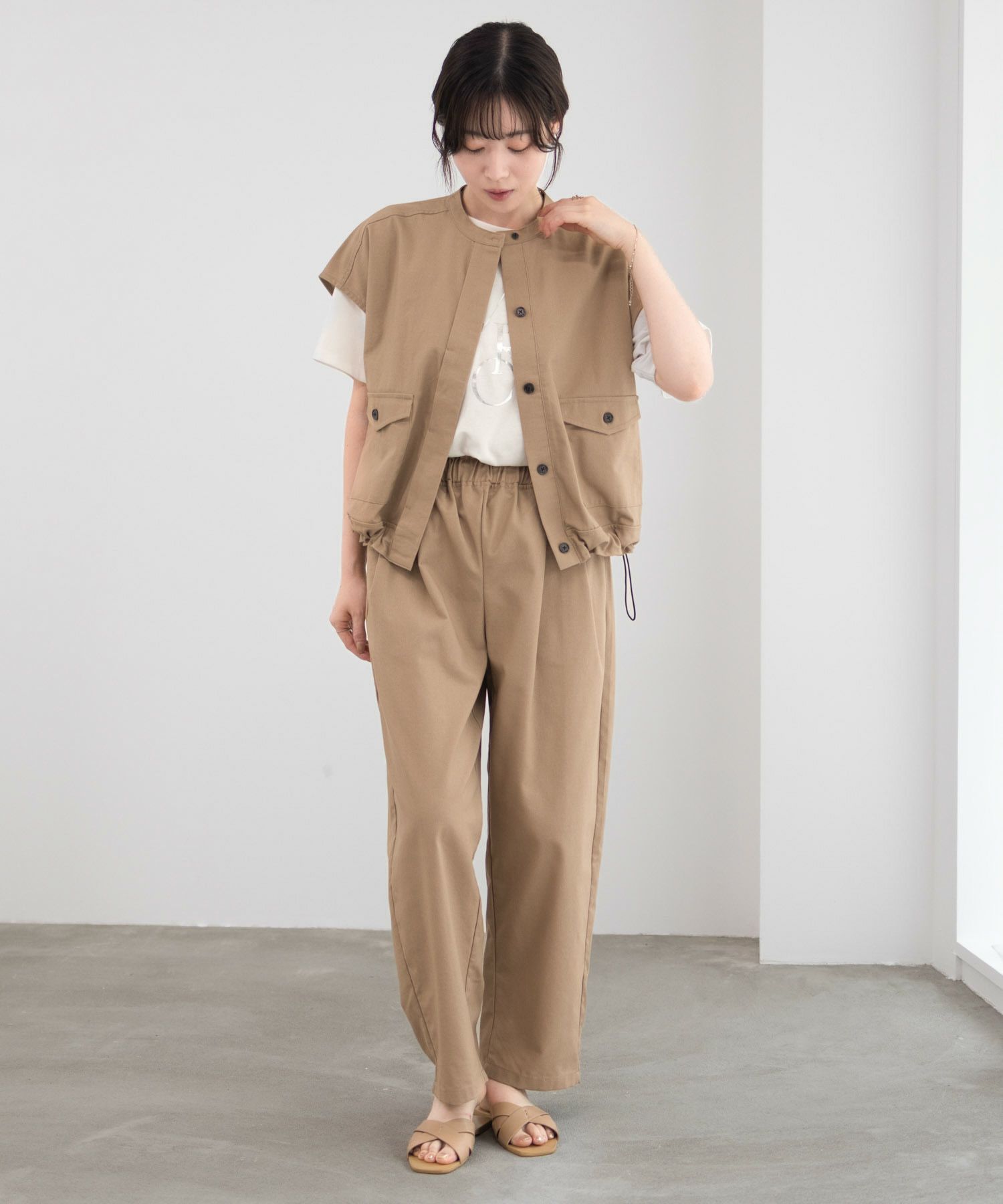 [最終さらに50%OFF]Idnes リネンライクノーカラージャケット レディース商品画像-9