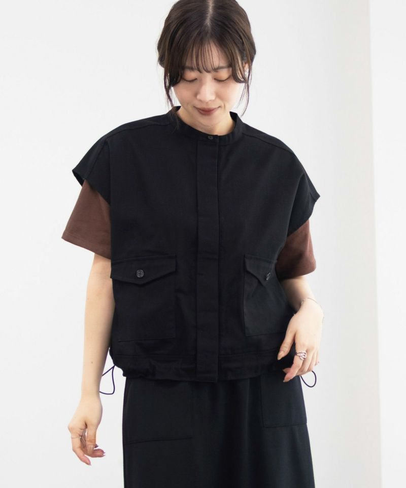 Idnes リネンライクノーカラージャケット レディース商品画像-10