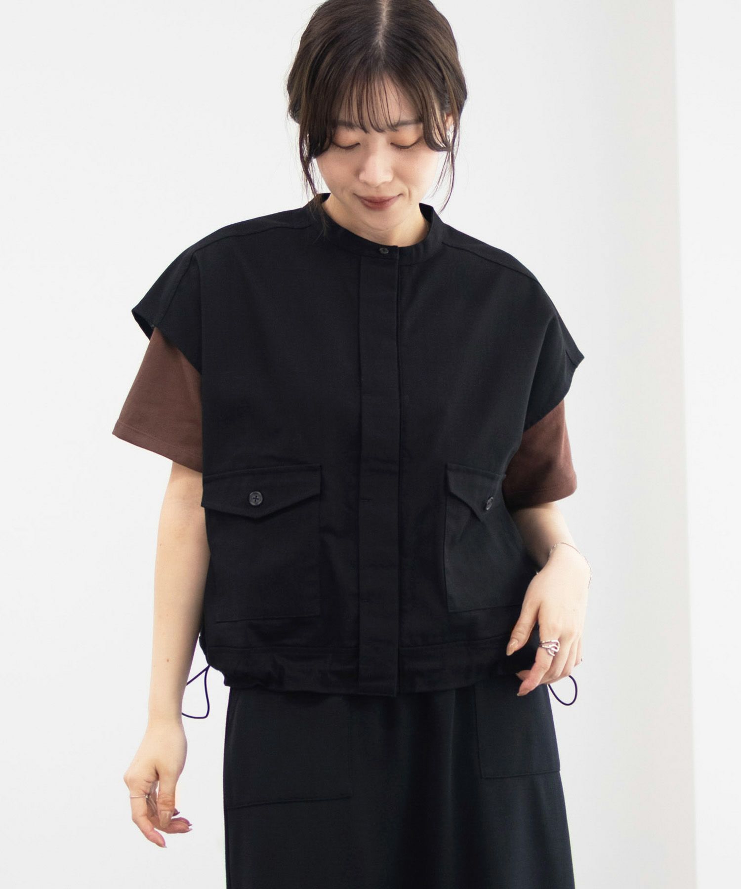 Idnes リネンライクノーカラージャケット レディース商品サムネイル-10