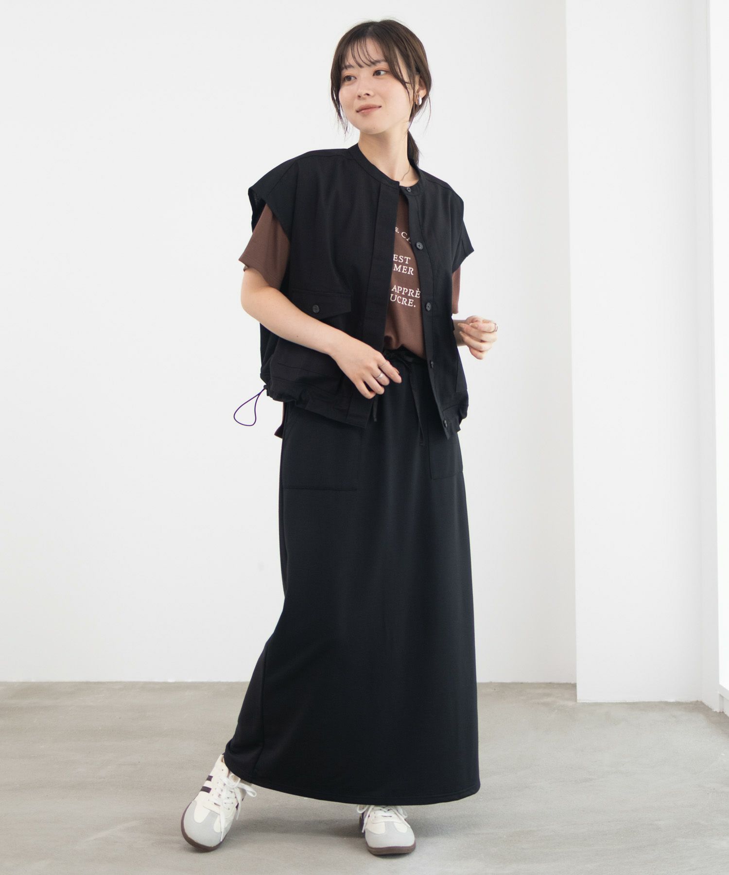 Idnes リネンライクノーカラージャケット レディース商品画像-13