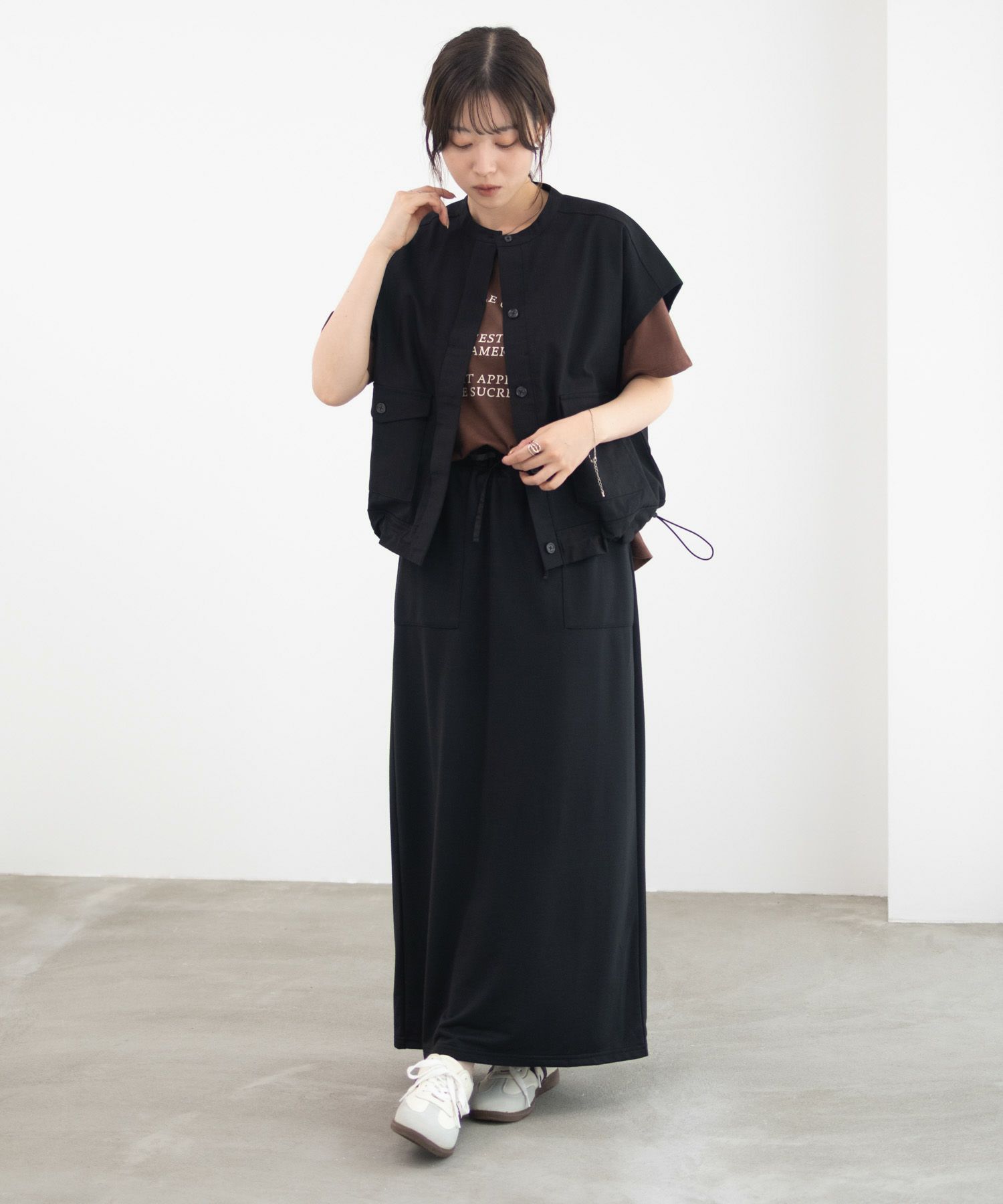 Idnes リネンライクノーカラージャケット レディース商品画像-14