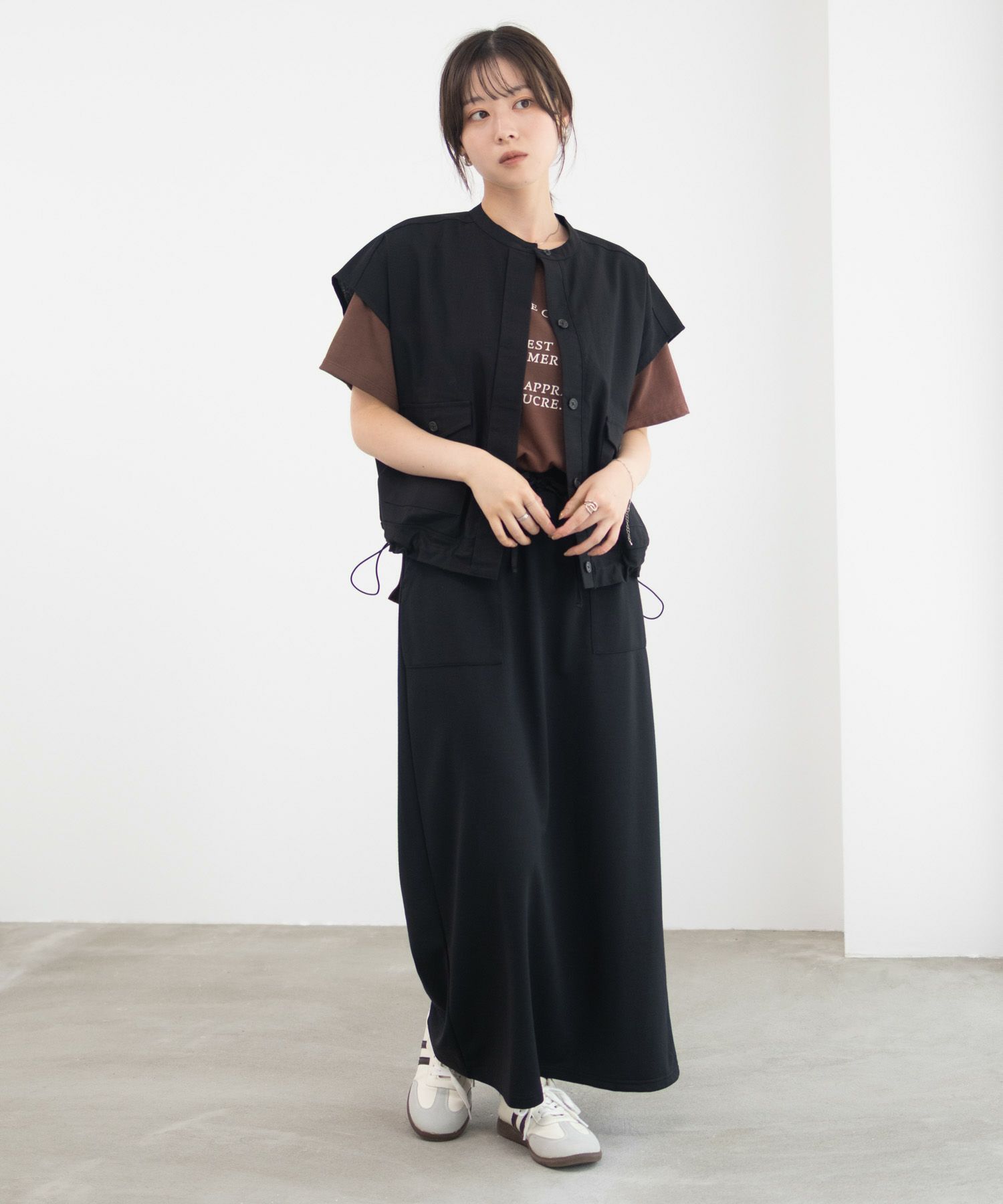 Idnes リネンライクノーカラージャケット レディース商品画像-24