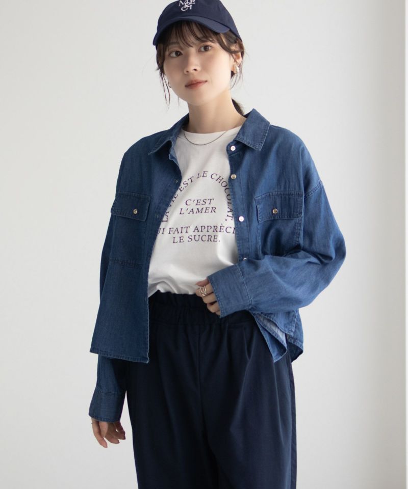 Idnes デニムコンパクトシャツ レディース商品画像-11