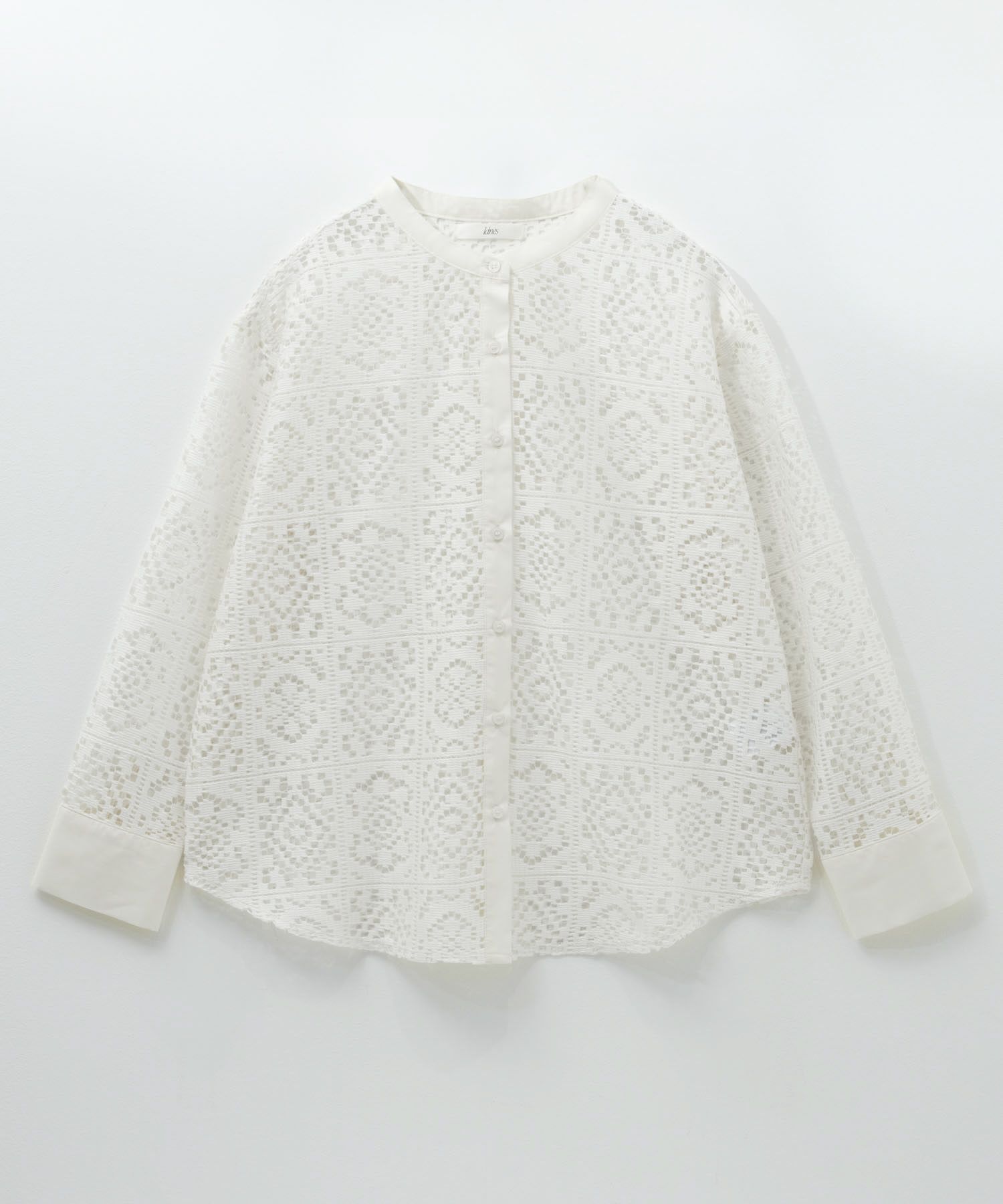Idnes クロシェライクレース羽織ノーカラーシャツ レディース商品画像-18