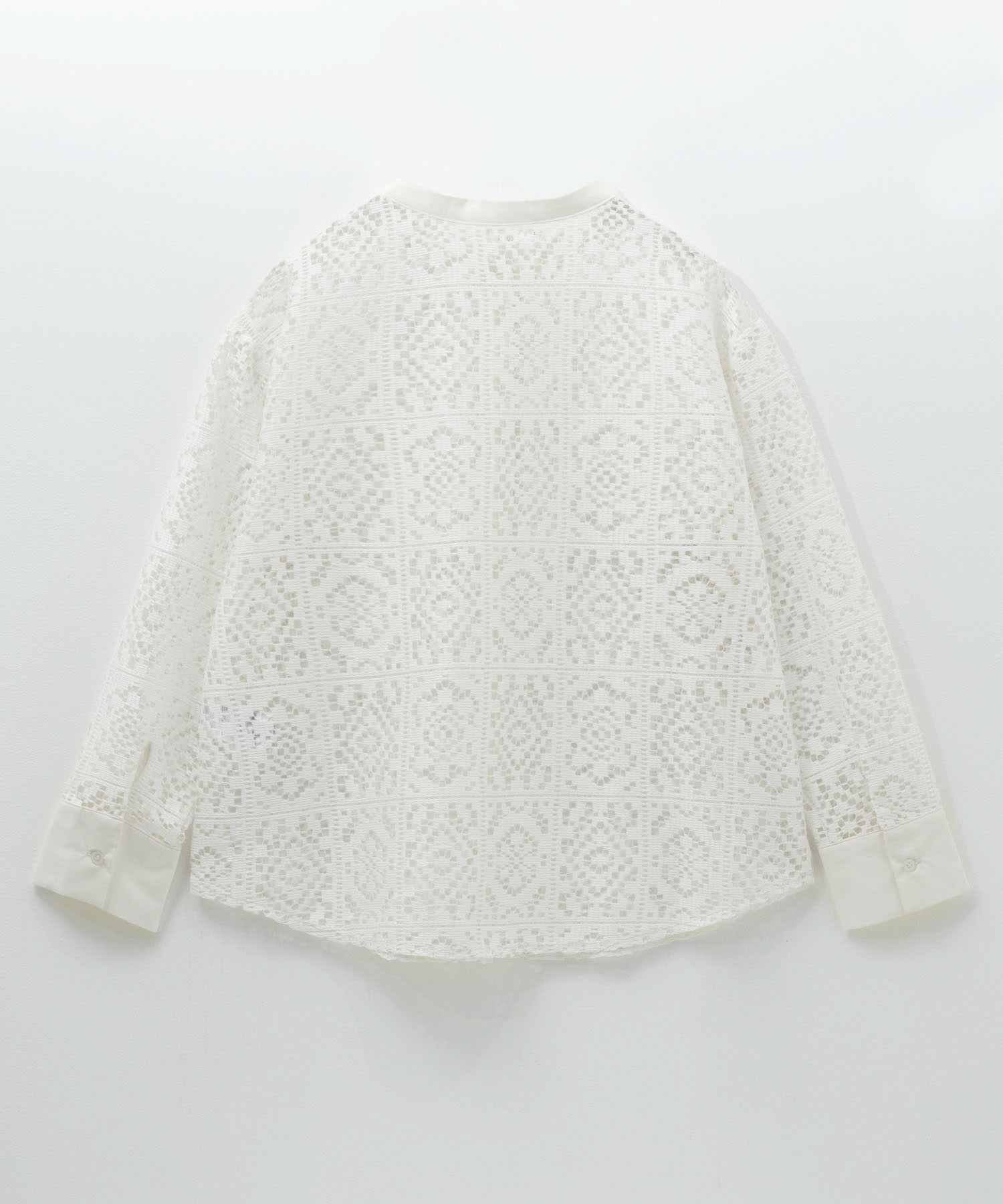 Idnes クロシェライクレース羽織ノーカラーシャツ レディース商品画像-19