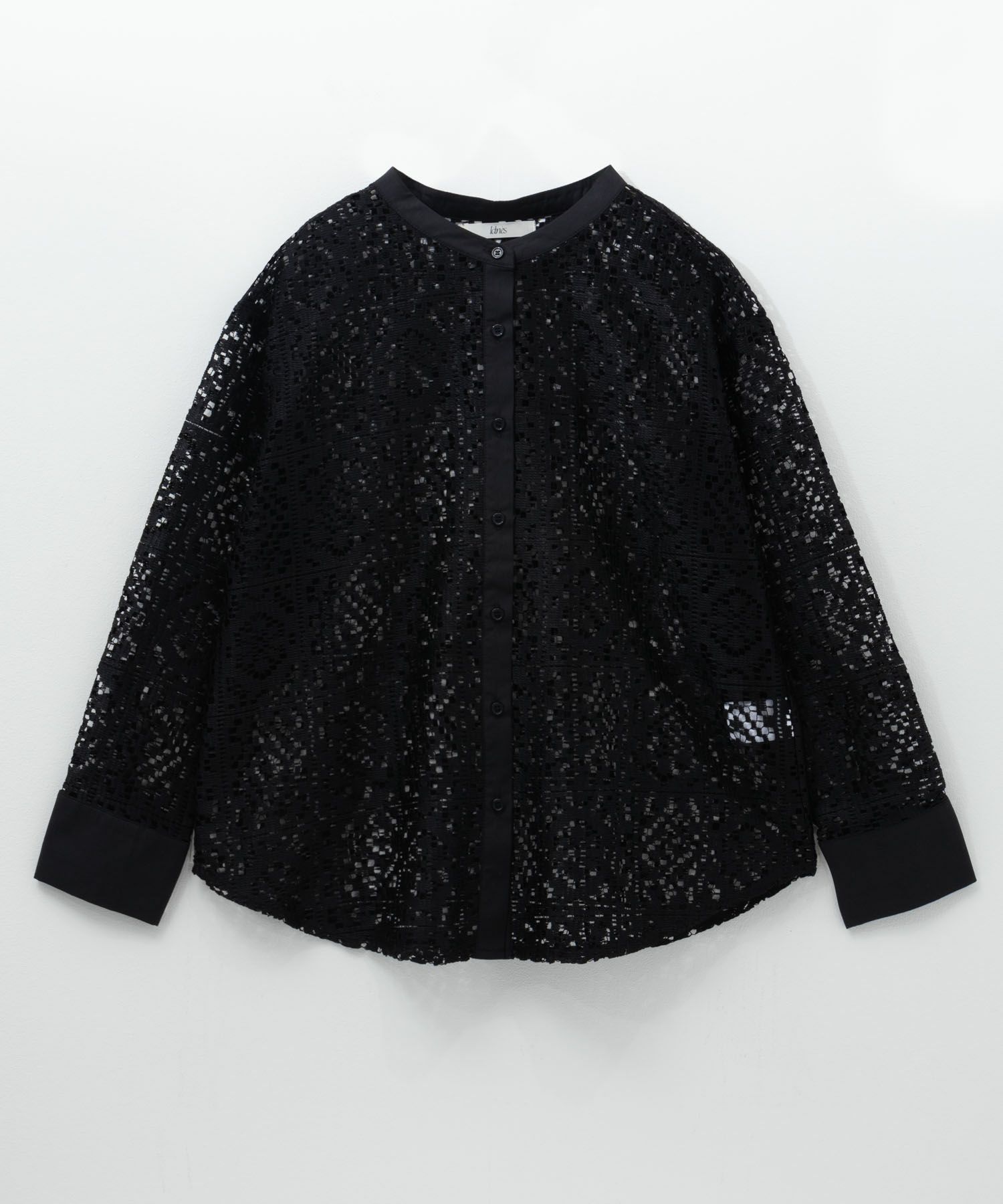 Idnes クロシェライクレース羽織ノーカラーシャツ レディース商品画像-20