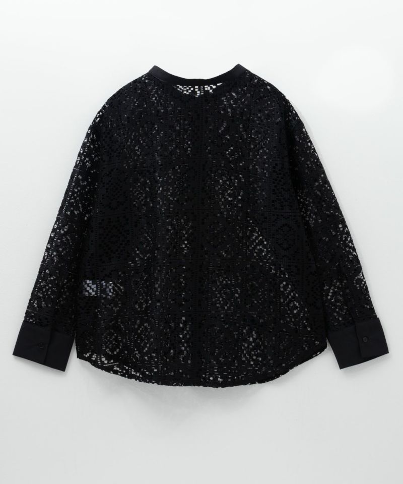 Idnes クロシェライクレース羽織ノーカラーシャツ レディース商品画像-21