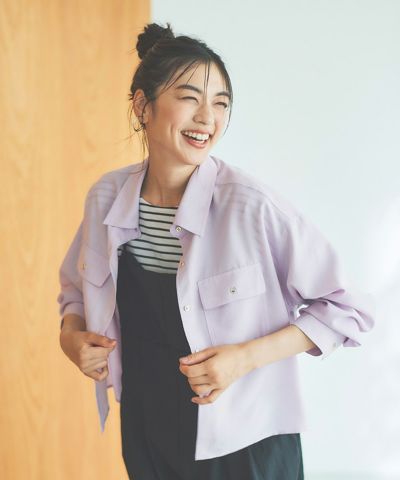 Idnes  リネンライクコンパクトシャツ レディース