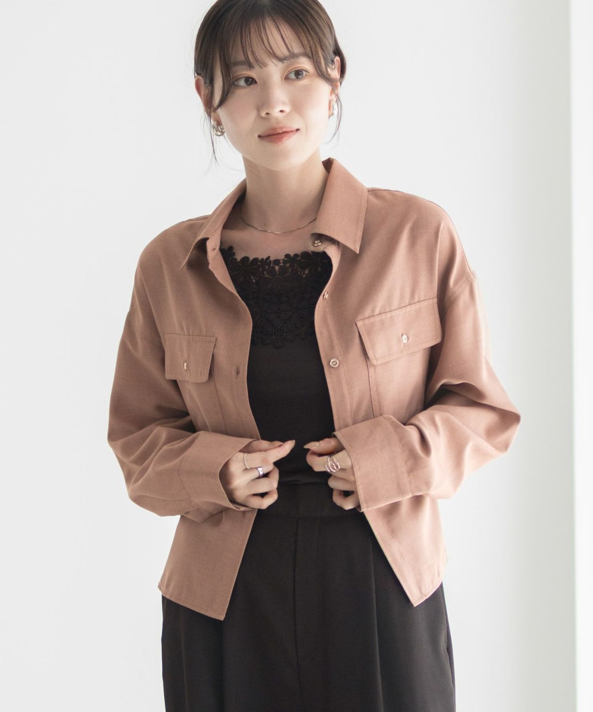 Idnes リネンライクコンパクトシャツ レディース