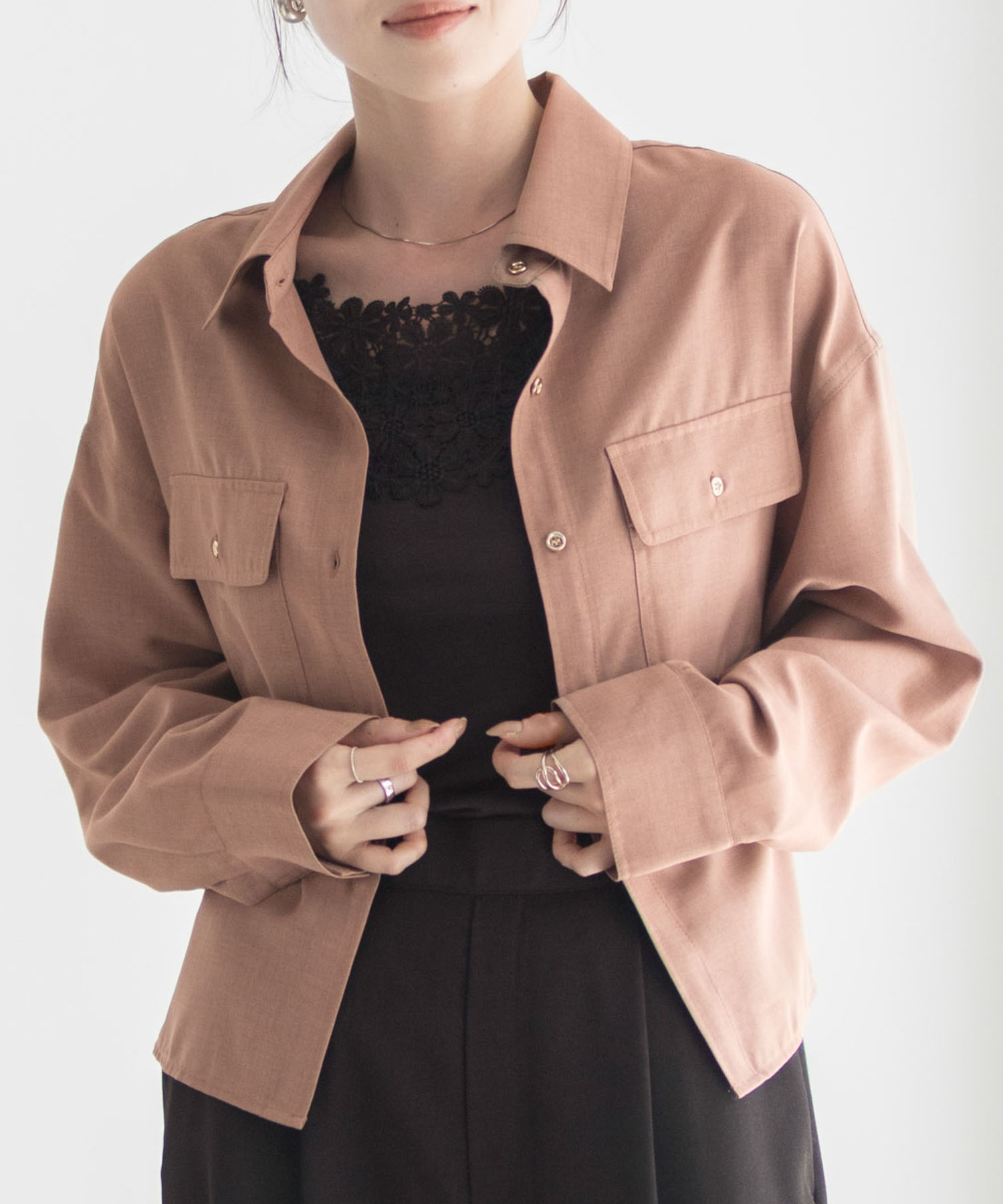 Idnes リネンライクコンパクトシャツ レディース