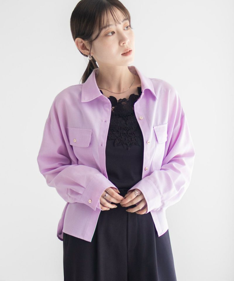 Idnes リネンライクコンパクトシャツ レディース商品画像-7