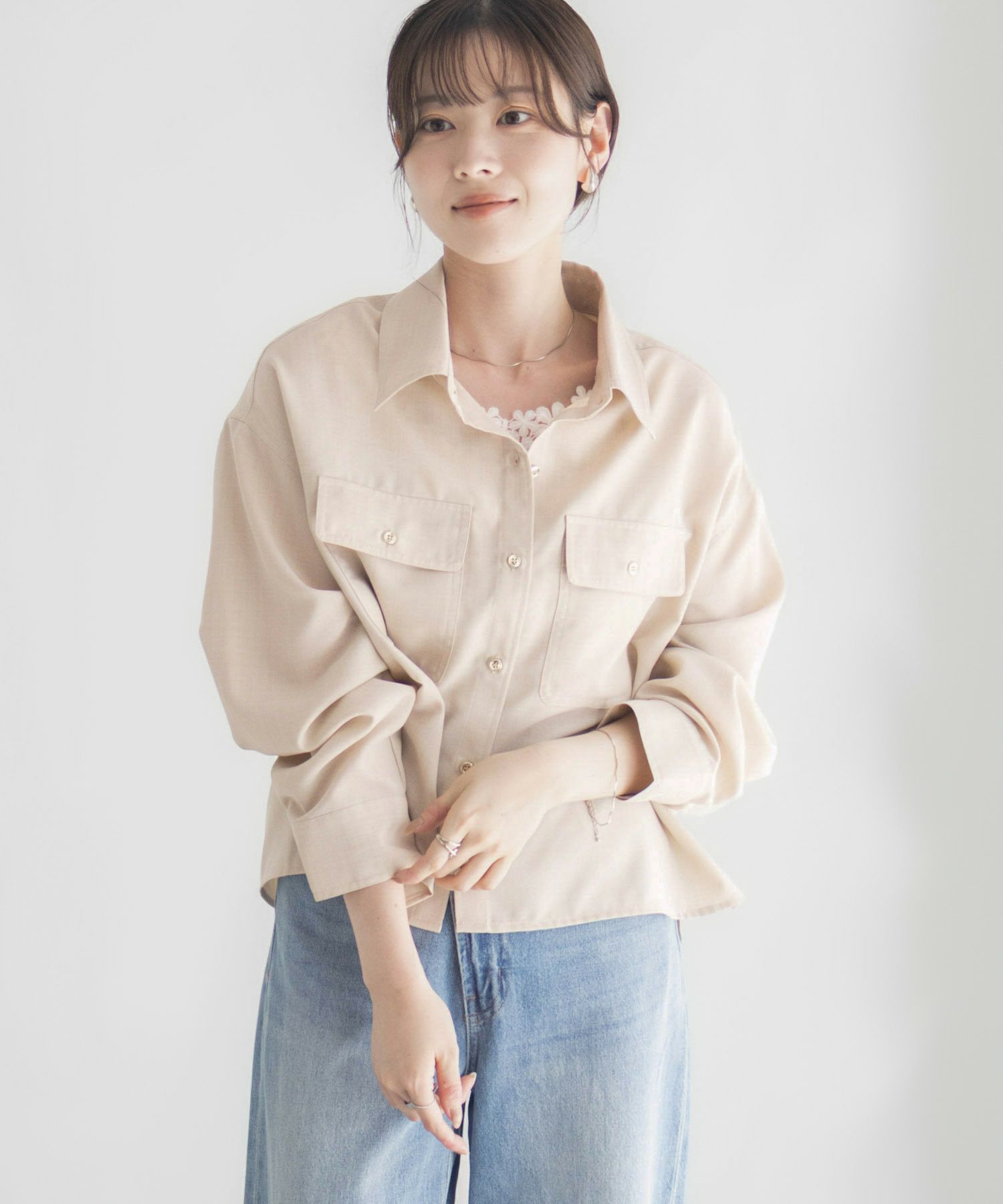 Idnes リネンライクコンパクトシャツ レディース商品サムネイル-18