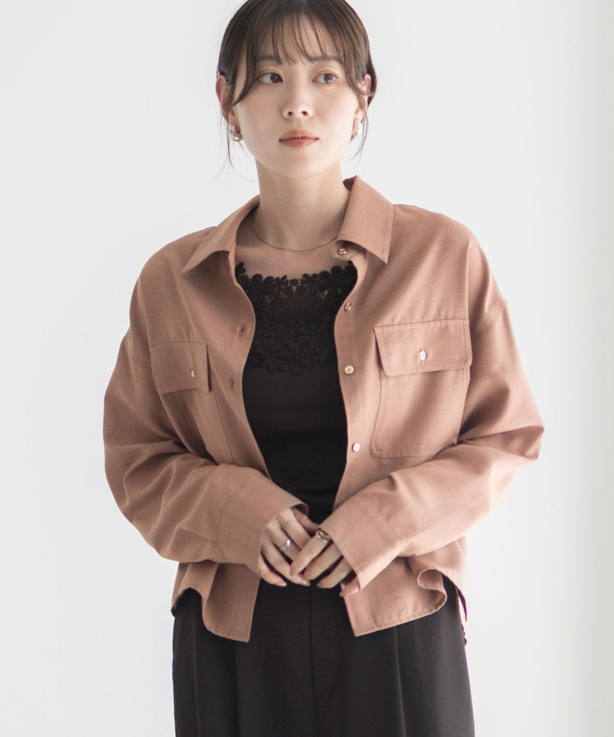 Idnes リネンライクコンパクトシャツ レディース