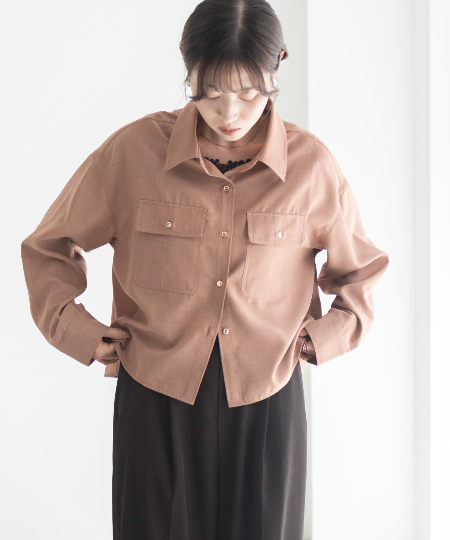 Idnes リネンライクコンパクトシャツ レディース商品画像-26