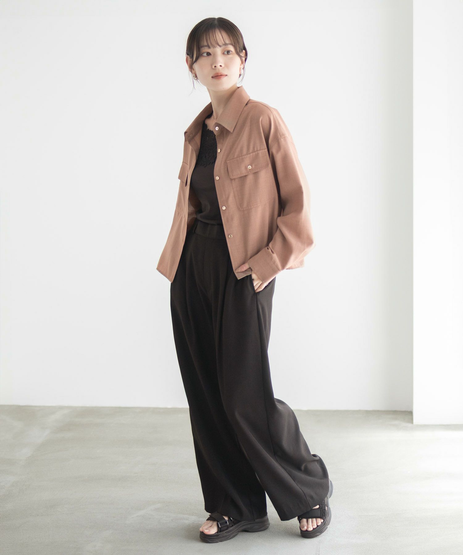 Idnes リネンライクコンパクトシャツ レディース商品画像-27