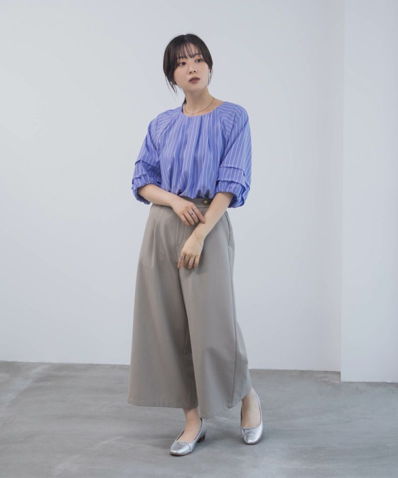 Idnes 袖タックストライプブラウス レディース商品画像-14