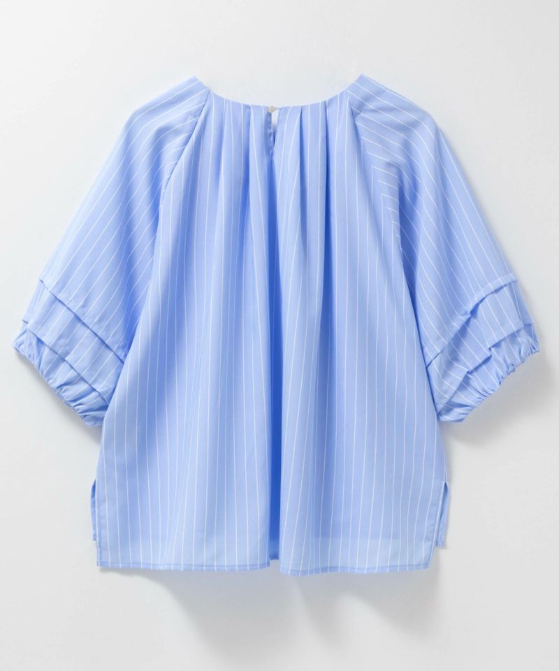 Idnes 袖タックストライプブラウス レディース商品画像-16