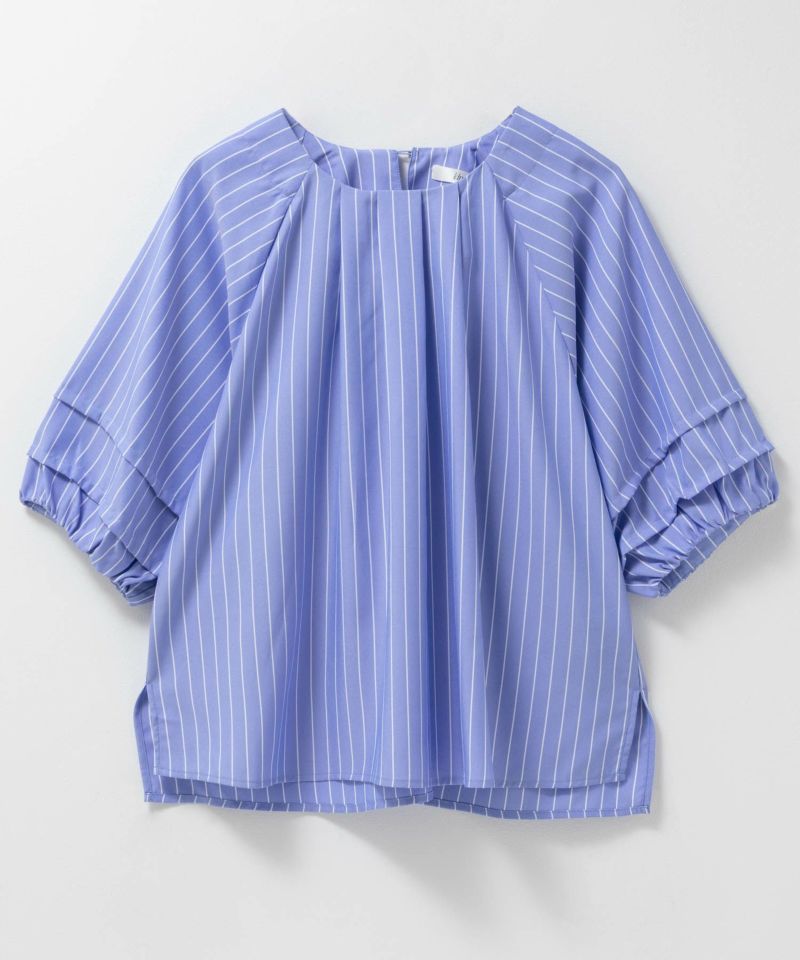 Idnes 袖タックストライプブラウス レディース商品画像-17