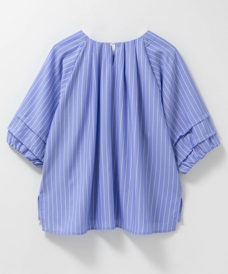 Idnes 袖タックストライプブラウス レディース商品画像-18