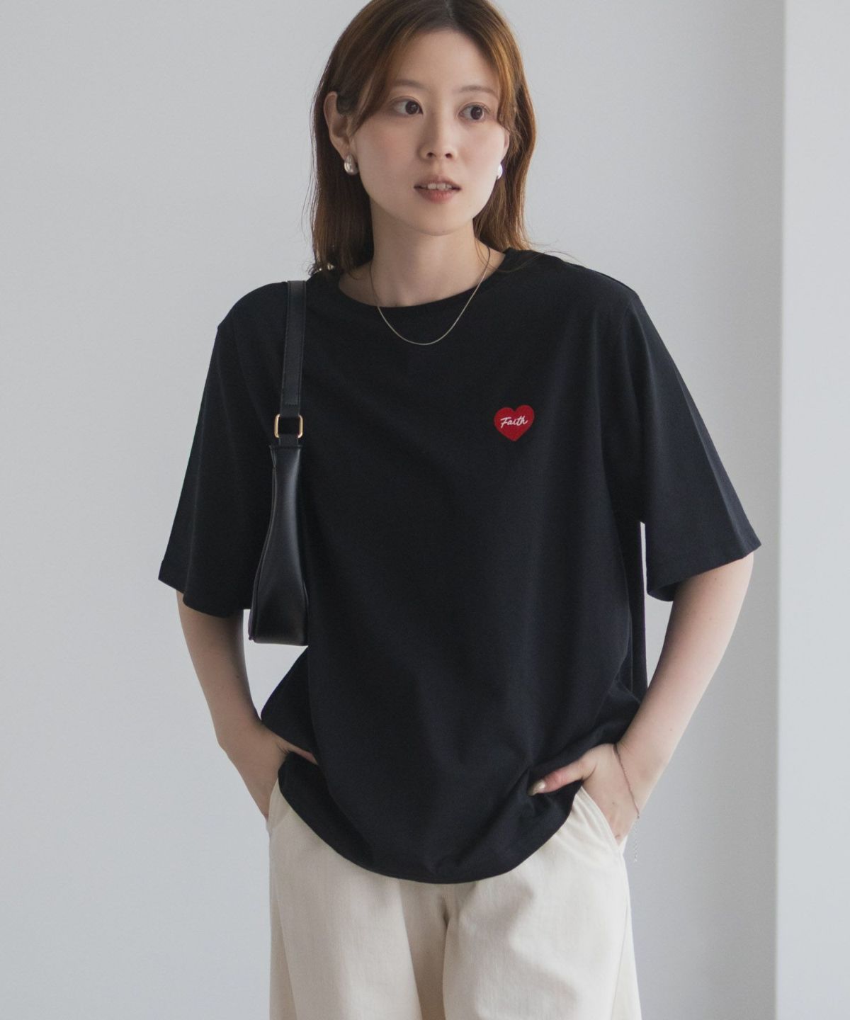 T-GRAPHICS ハート刺繍Tシャツ レディース ネコポス 対応商品