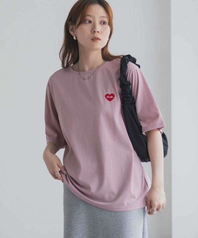 T-GRAPHICS ハート刺繍Tシャツ レディース メール便 対応商品商品画像-3