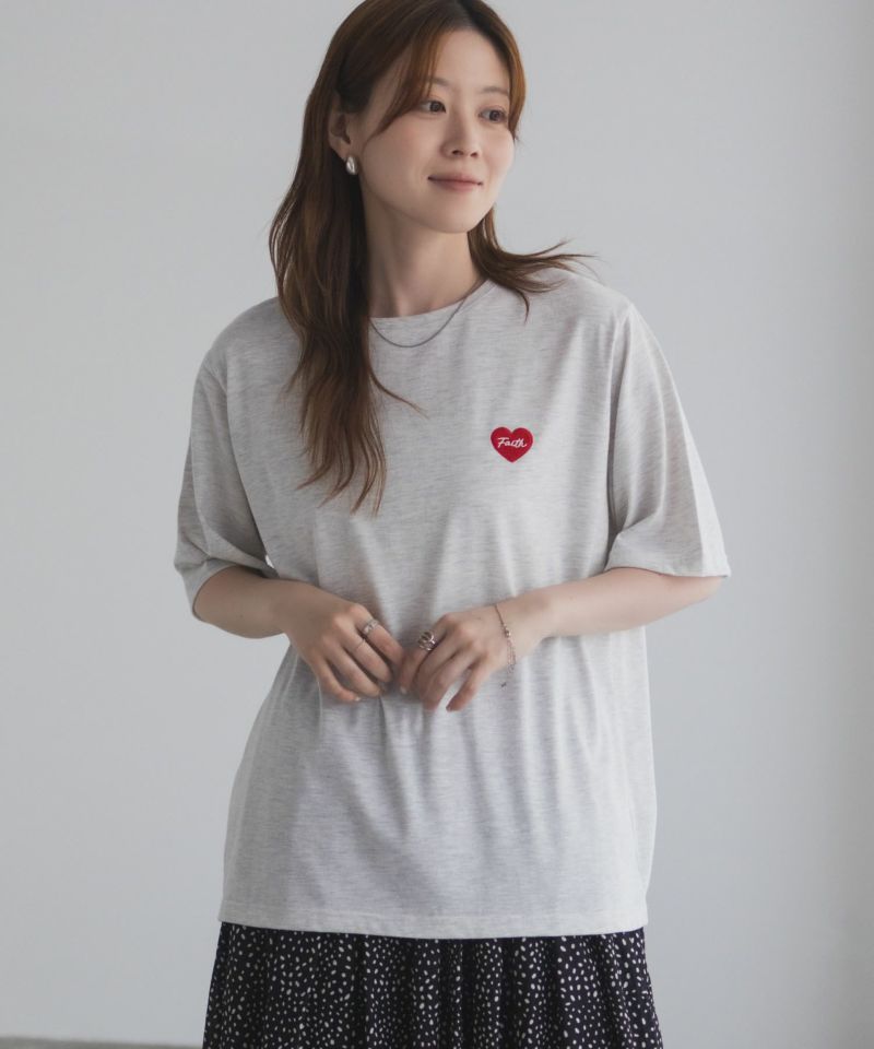 T-GRAPHICS  ハート刺繍Tシャツ レディース メール便 対応商品商品画像-4