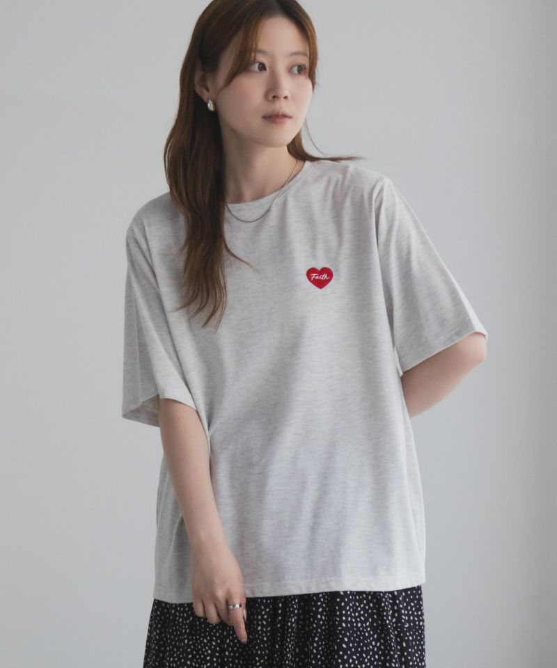 T-GRAPHICS  ハート刺繍Tシャツ レディース メール便 対応商品商品画像-5