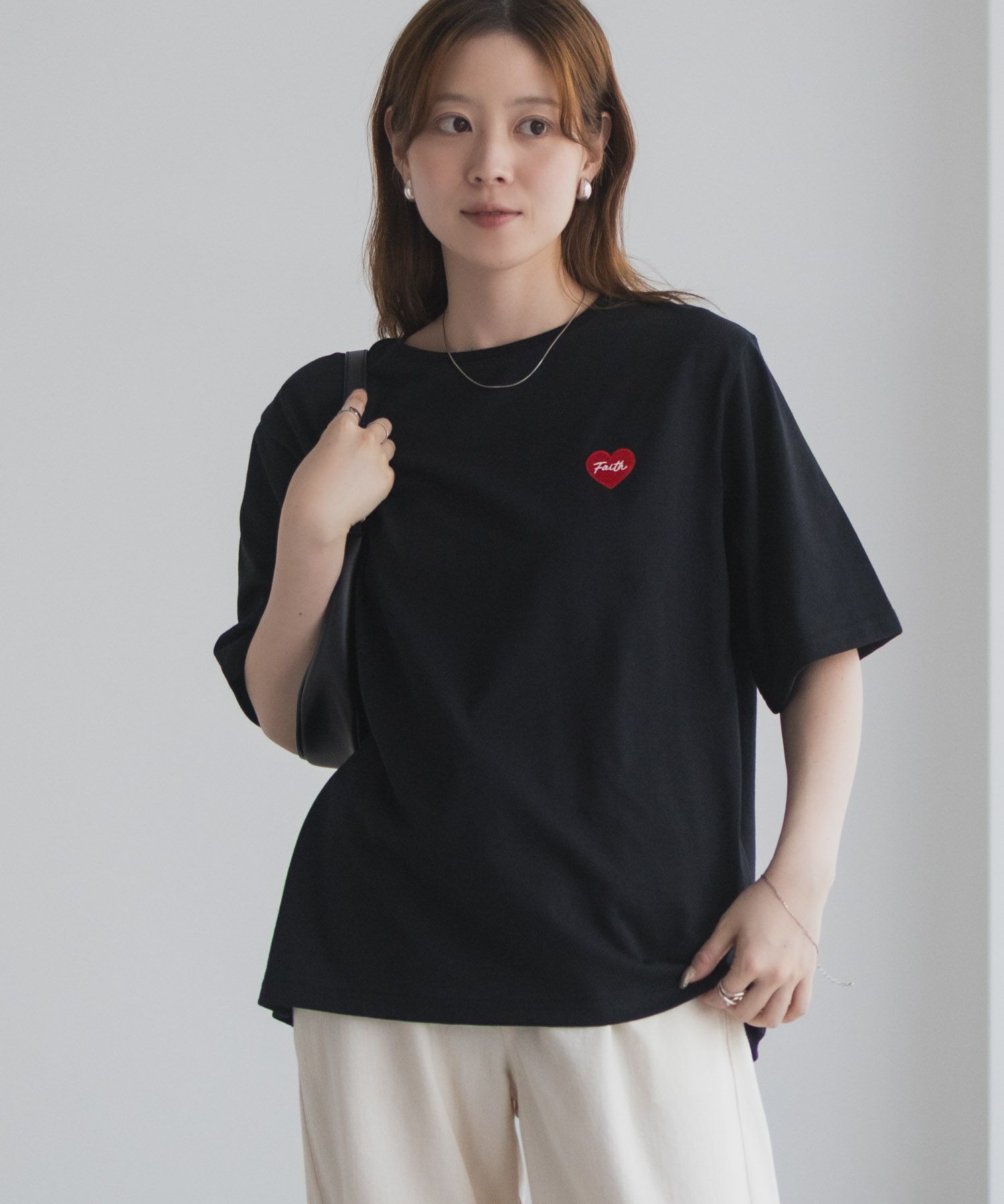 T-GRAPHICS ハート刺繍Tシャツ レディース ネコポス 対応商品