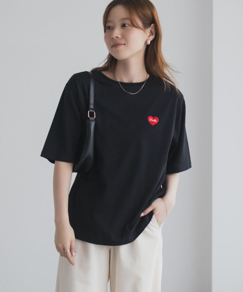 T-GRAPHICS  ハート刺繍Tシャツ レディース メール便 対応商品商品画像-14