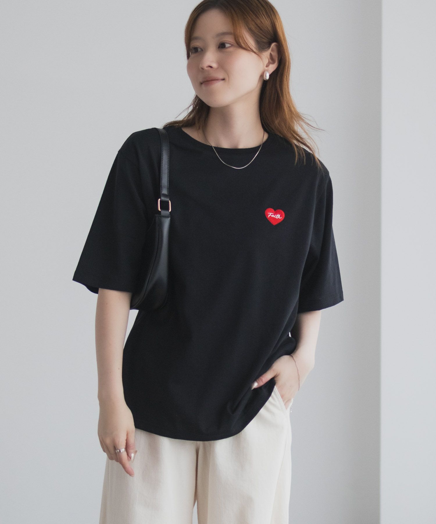 T-GRAPHICS ハート刺繍Tシャツ レディース ネコポス 対応商品