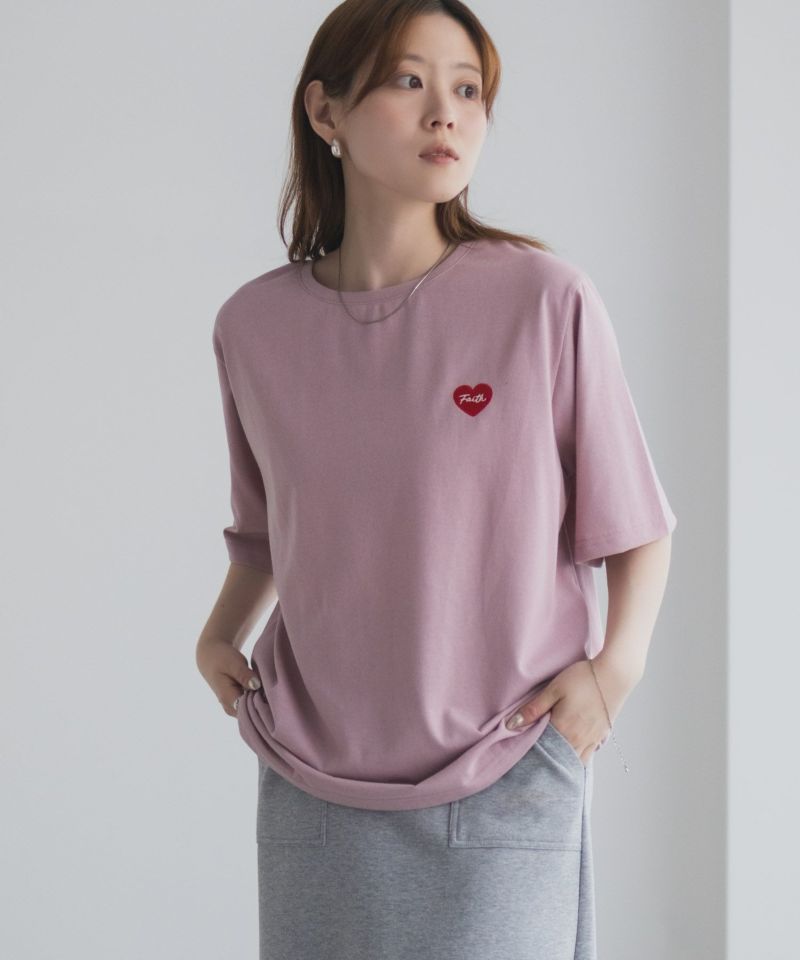 T-GRAPHICS  ハート刺繍Tシャツ レディース メール便 対応商品商品画像-16