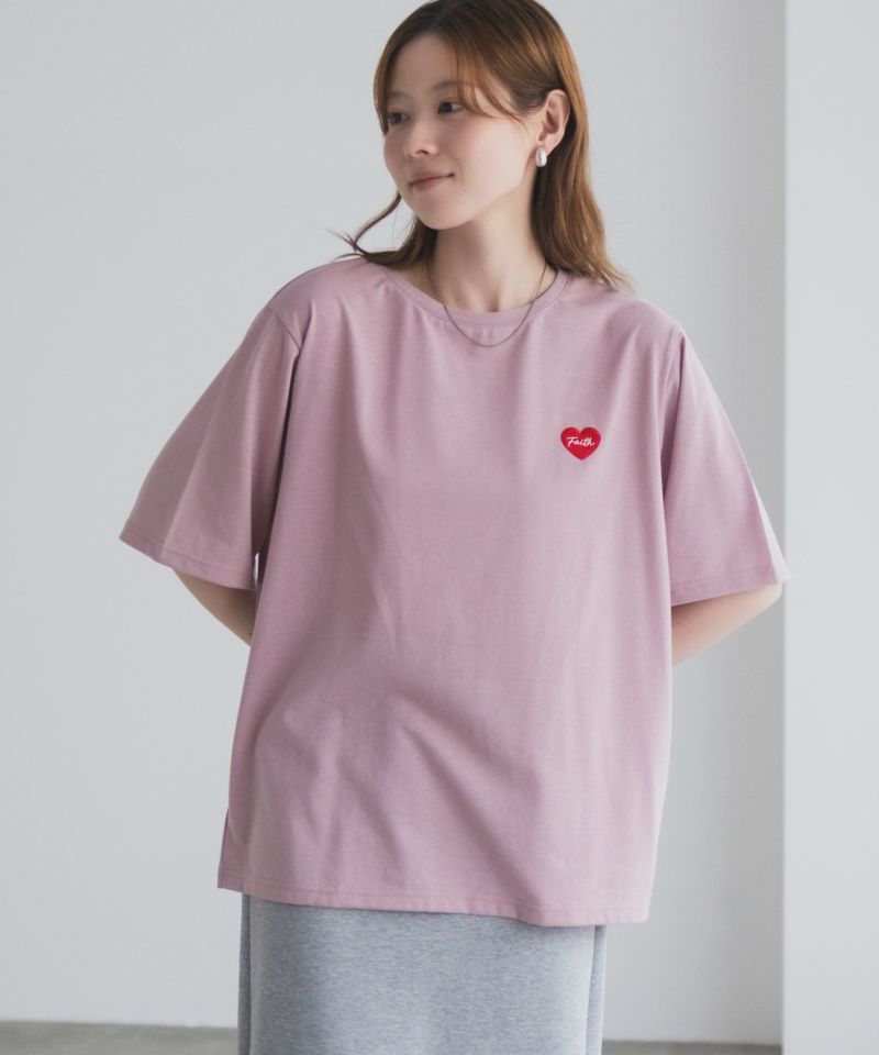 T-GRAPHICS ハート刺繍Tシャツ レディース メール便 対応商品商品画像-17