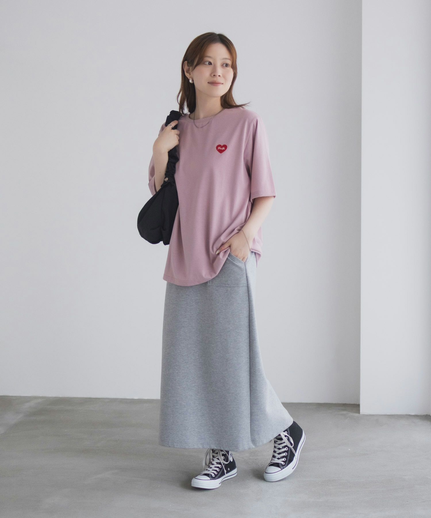 T-GRAPHICS ハート刺繍Tシャツ レディース ネコポス 対応商品