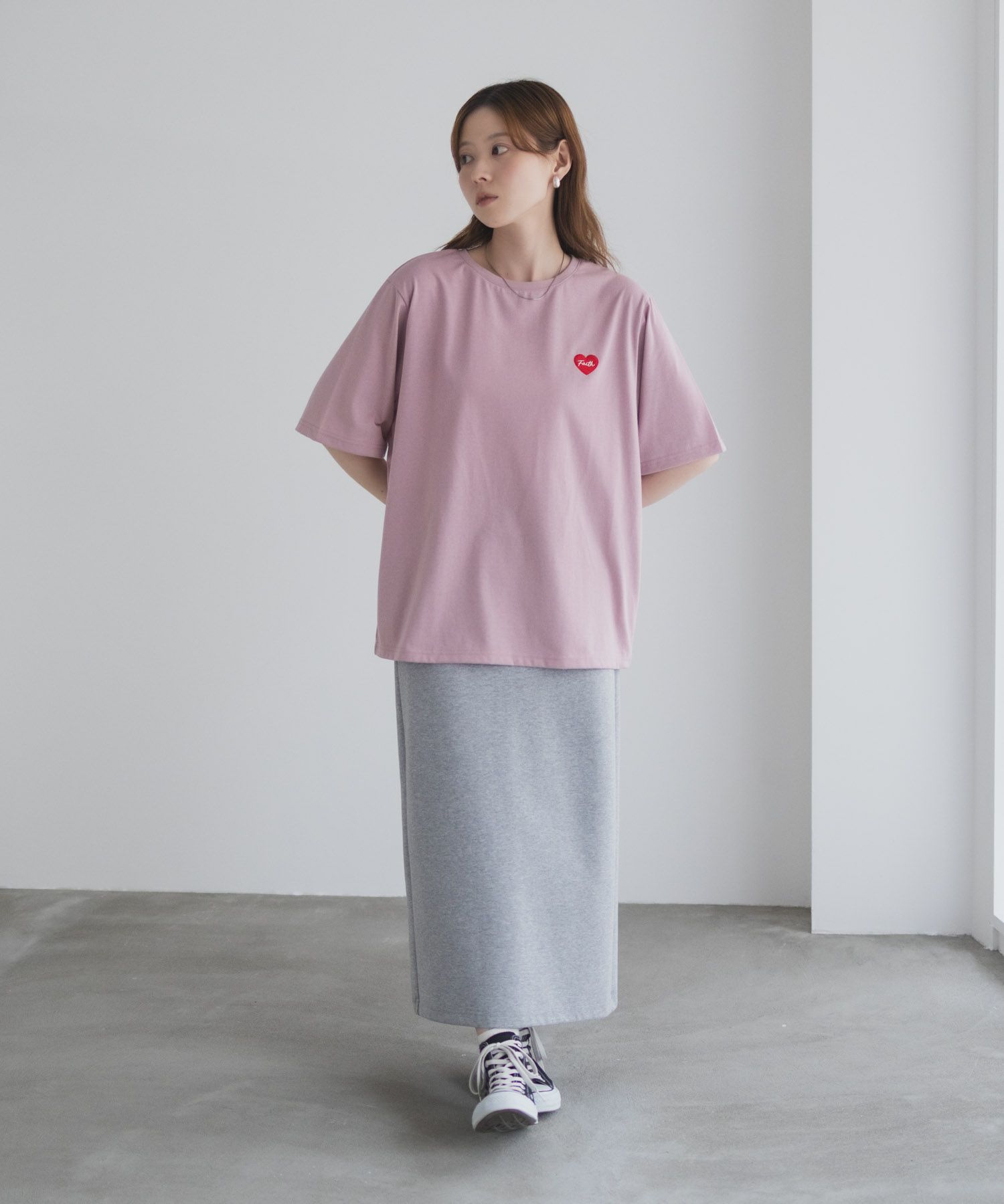 T-GRAPHICS ハート刺繍Tシャツ レディース ネコポス 対応商品