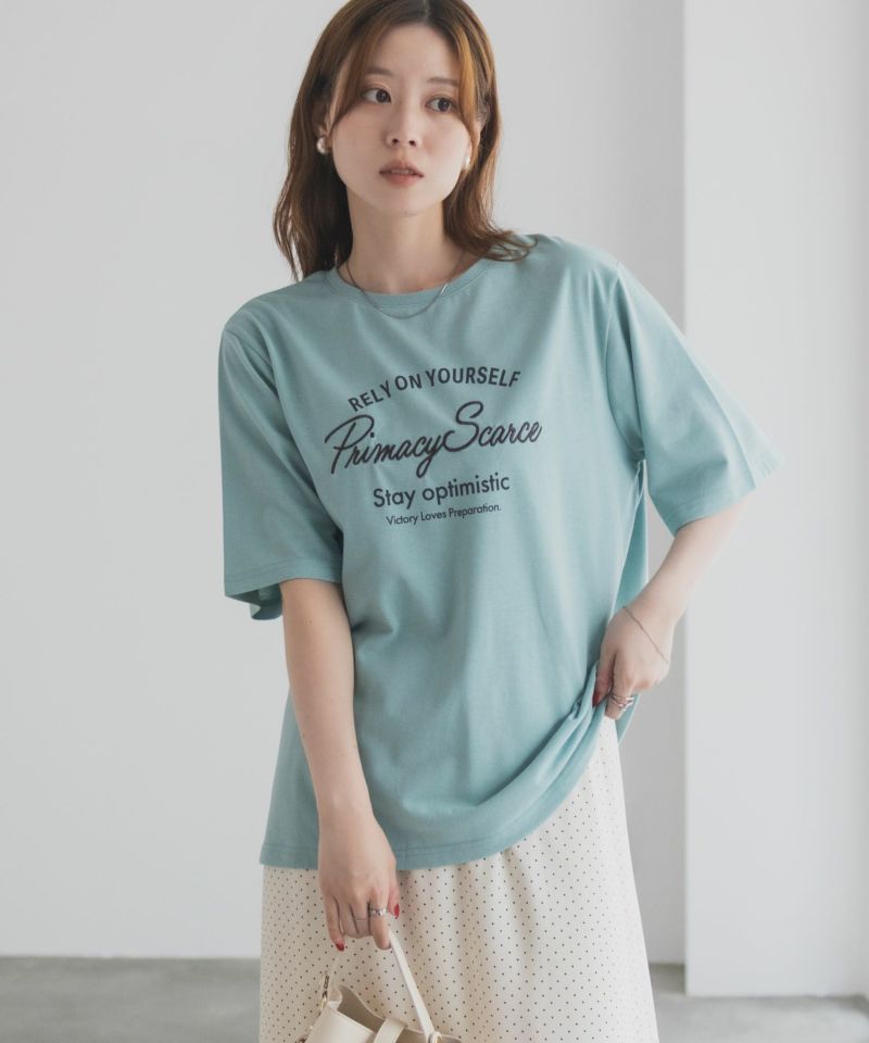 T-GRAPHICS メッセージ刺繍Tシャツ レディース