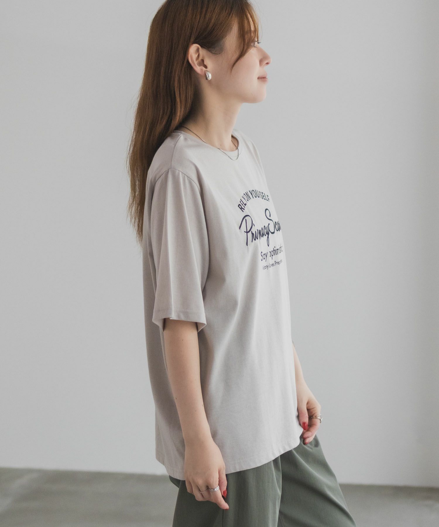 T-GRAPHICS  メッセージ刺繍Tシャツ レディース メール便 対応商品商品画像-8