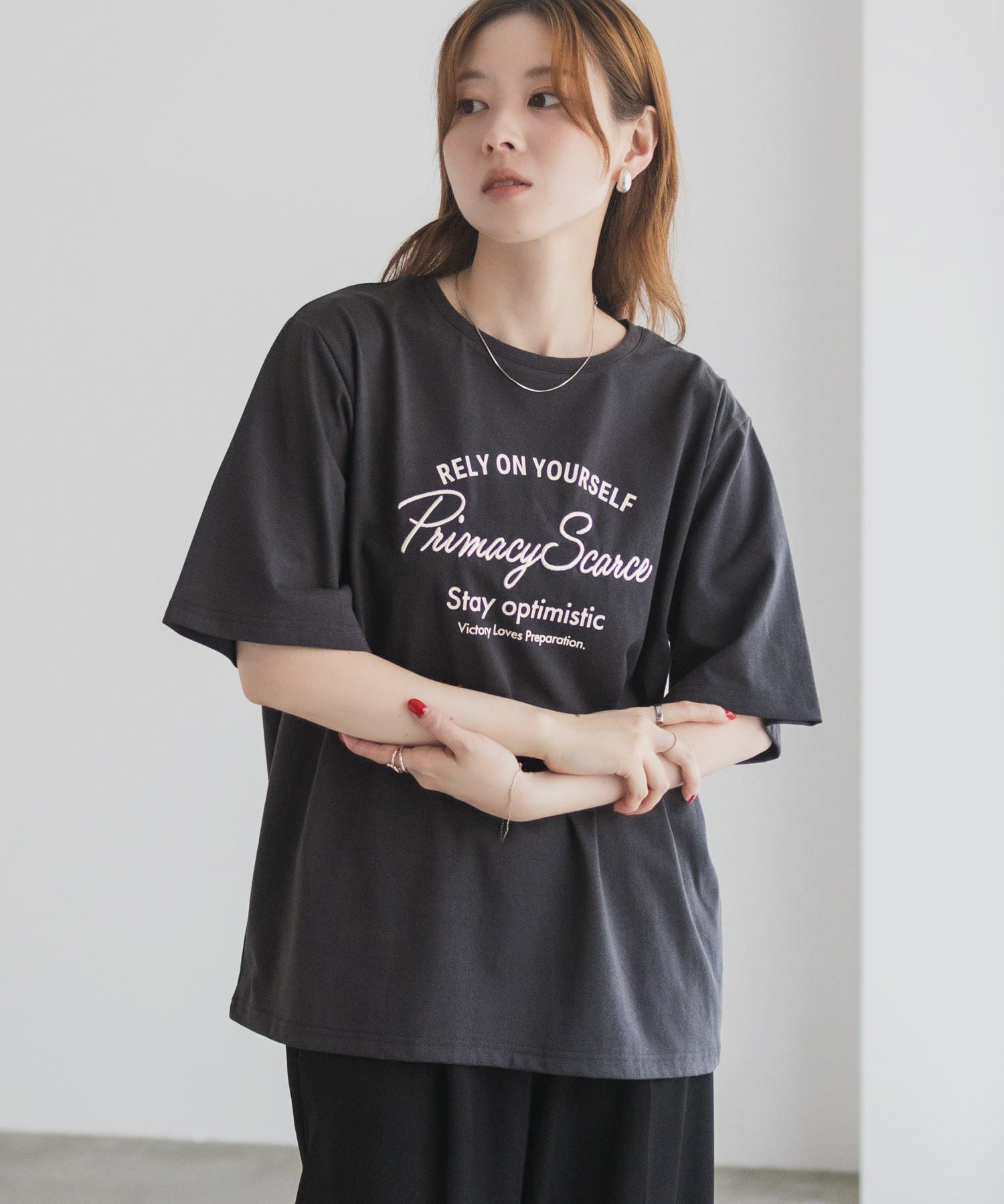 T-GRAPHICS メッセージ刺繍Tシャツ レディース ネコポス 対応商品
