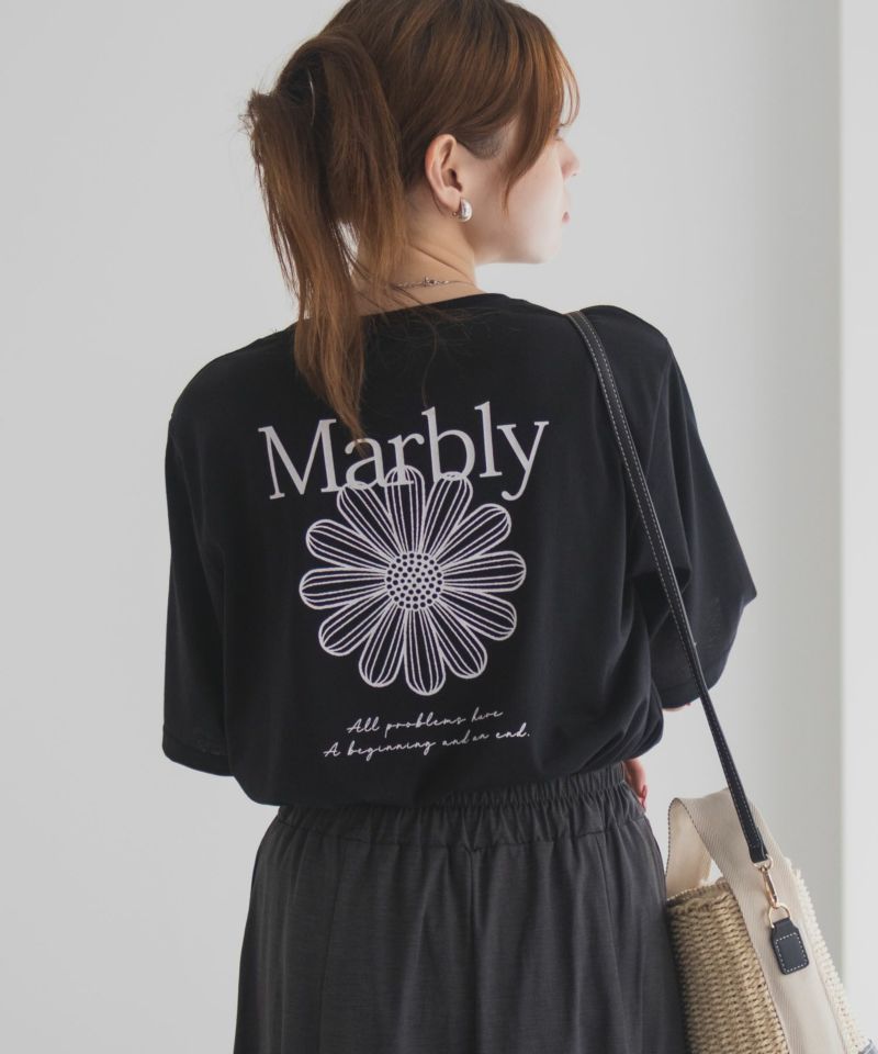 ルミネ限定　floral logo tee Marni Floral Logo Organic Cotton T-Shirt - BluBlack | Garmentory