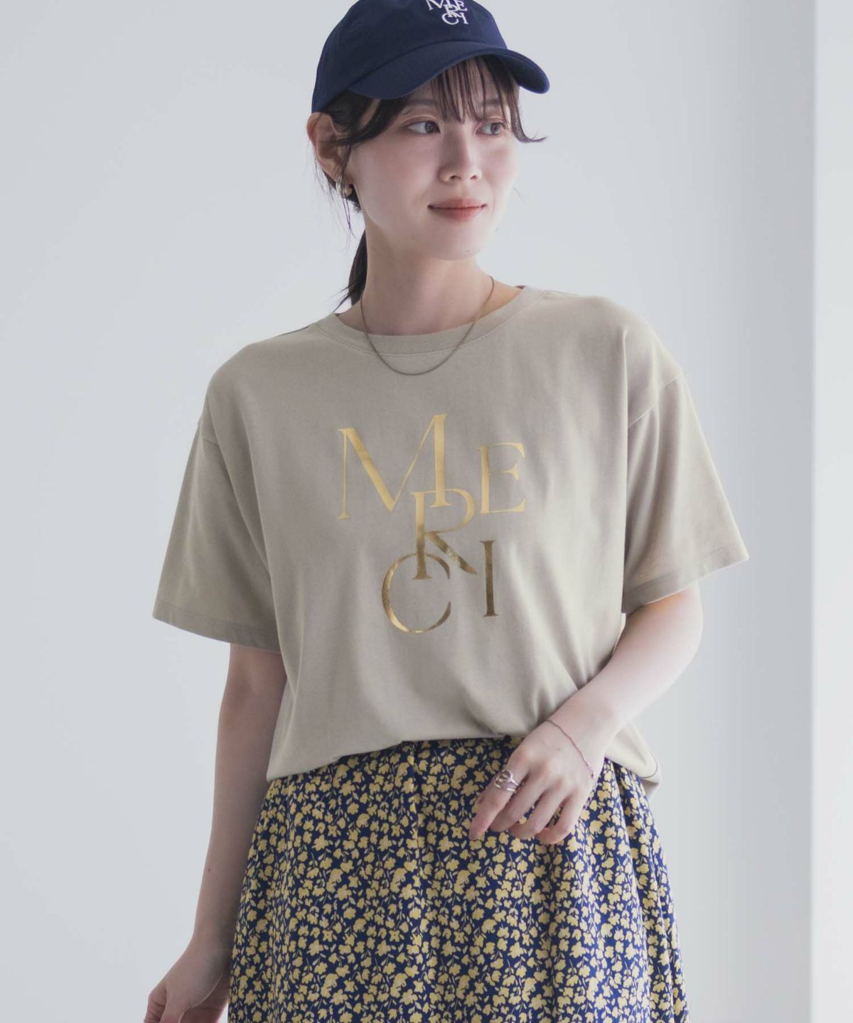 Idnes MERCI箔プリントTシャツ レディース ネコポス 対応商品