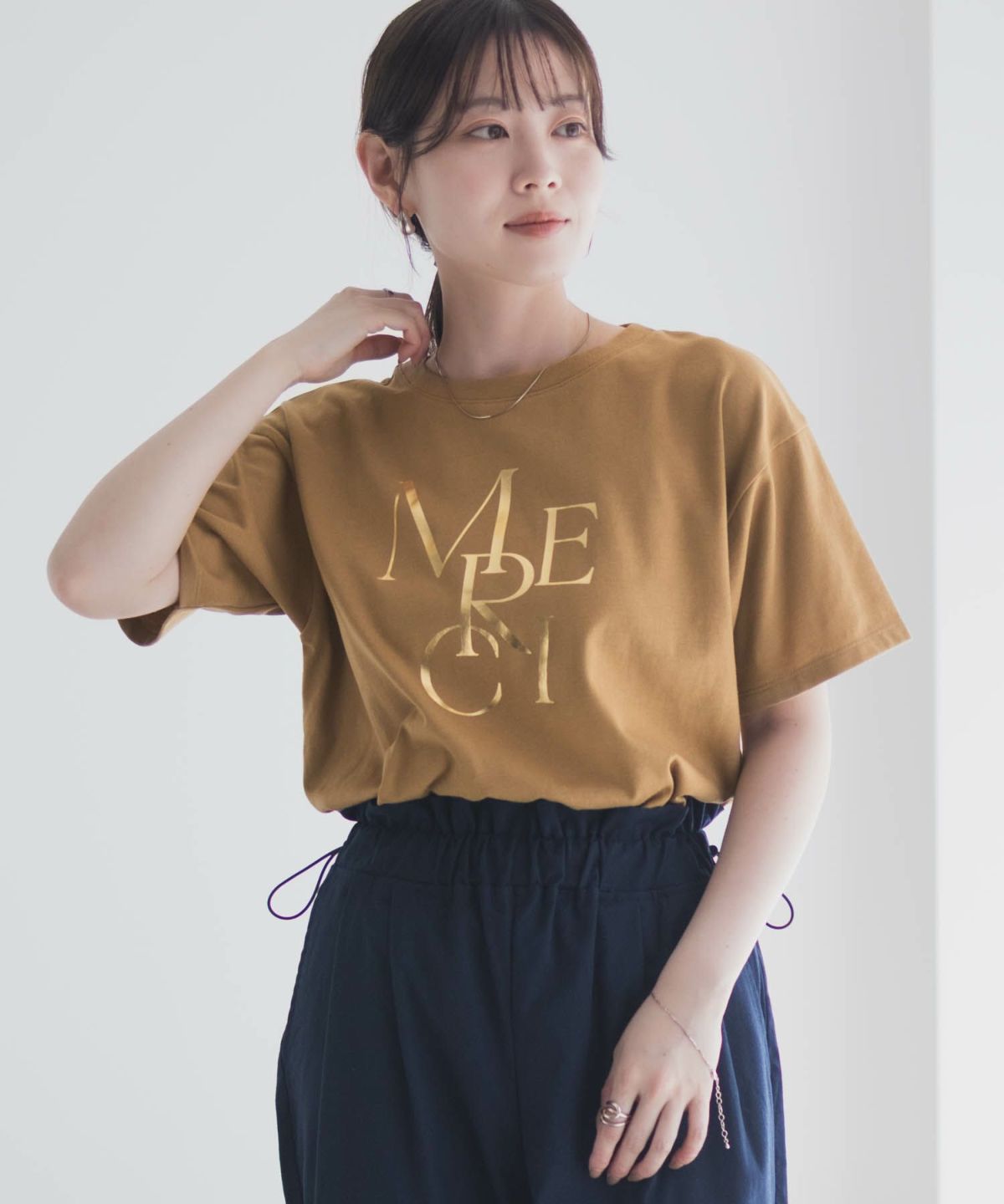 Idnes MERCI箔プリントTシャツ レディース ネコポス 対応商品