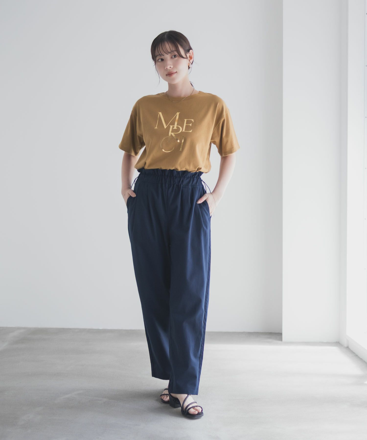 Idnes MERCI箔プリントTシャツ レディース ネコポス 対応商品
