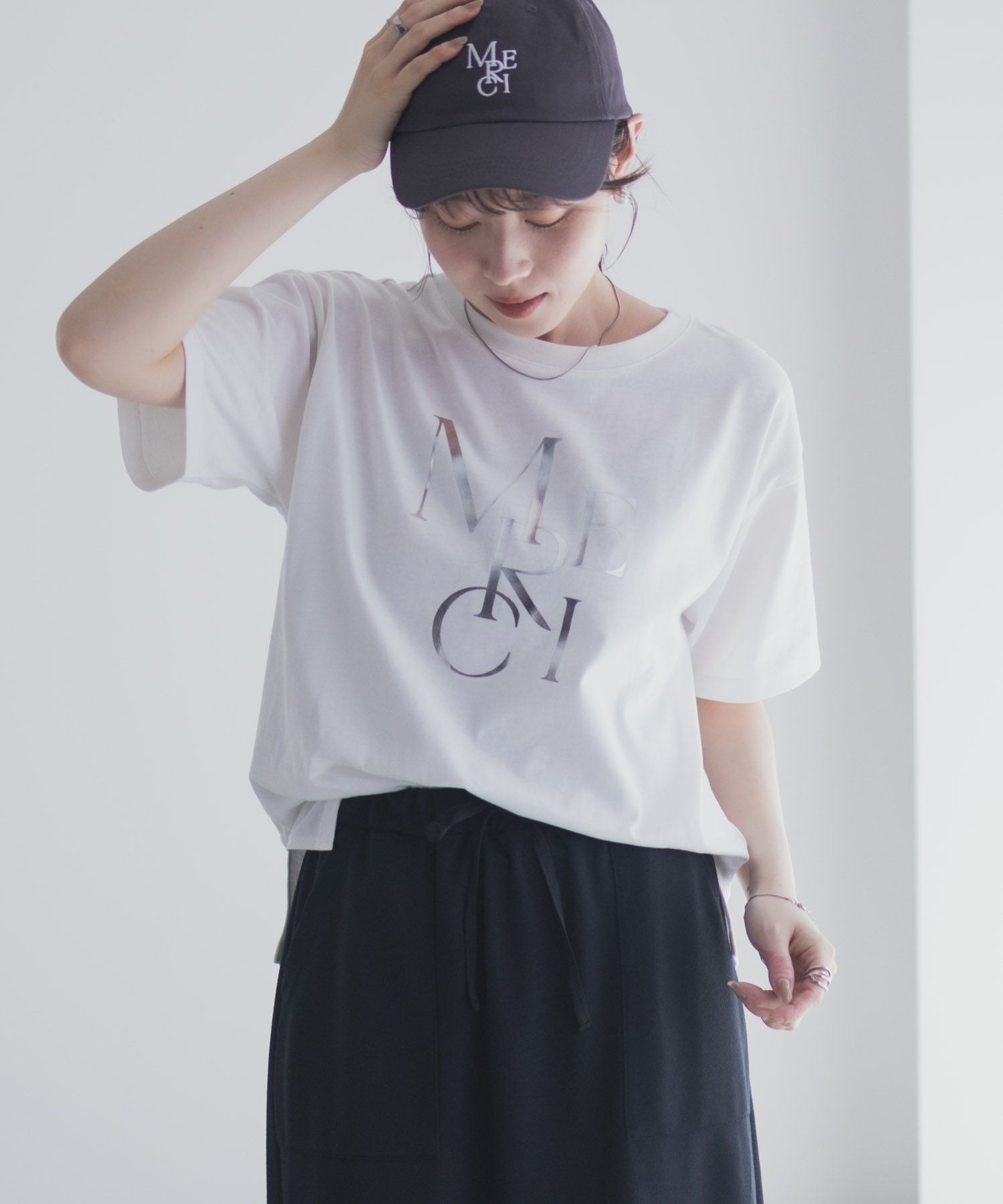 Idnes MERCI箔プリントTシャツ レディース メール便 対応商品商品画像-11