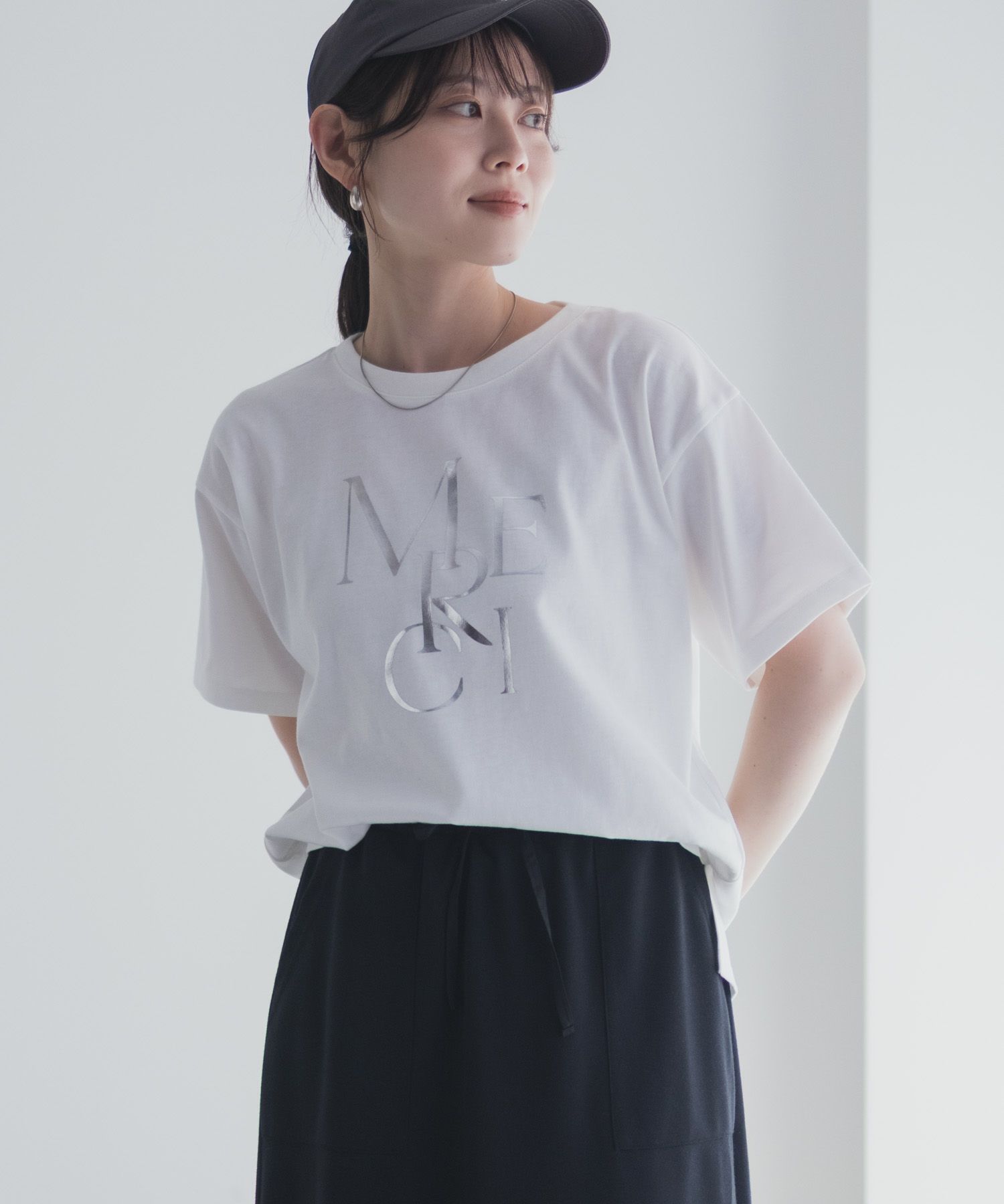 Idnes MERCI箔プリントTシャツ レディース メール便 対応商品商品画像-13