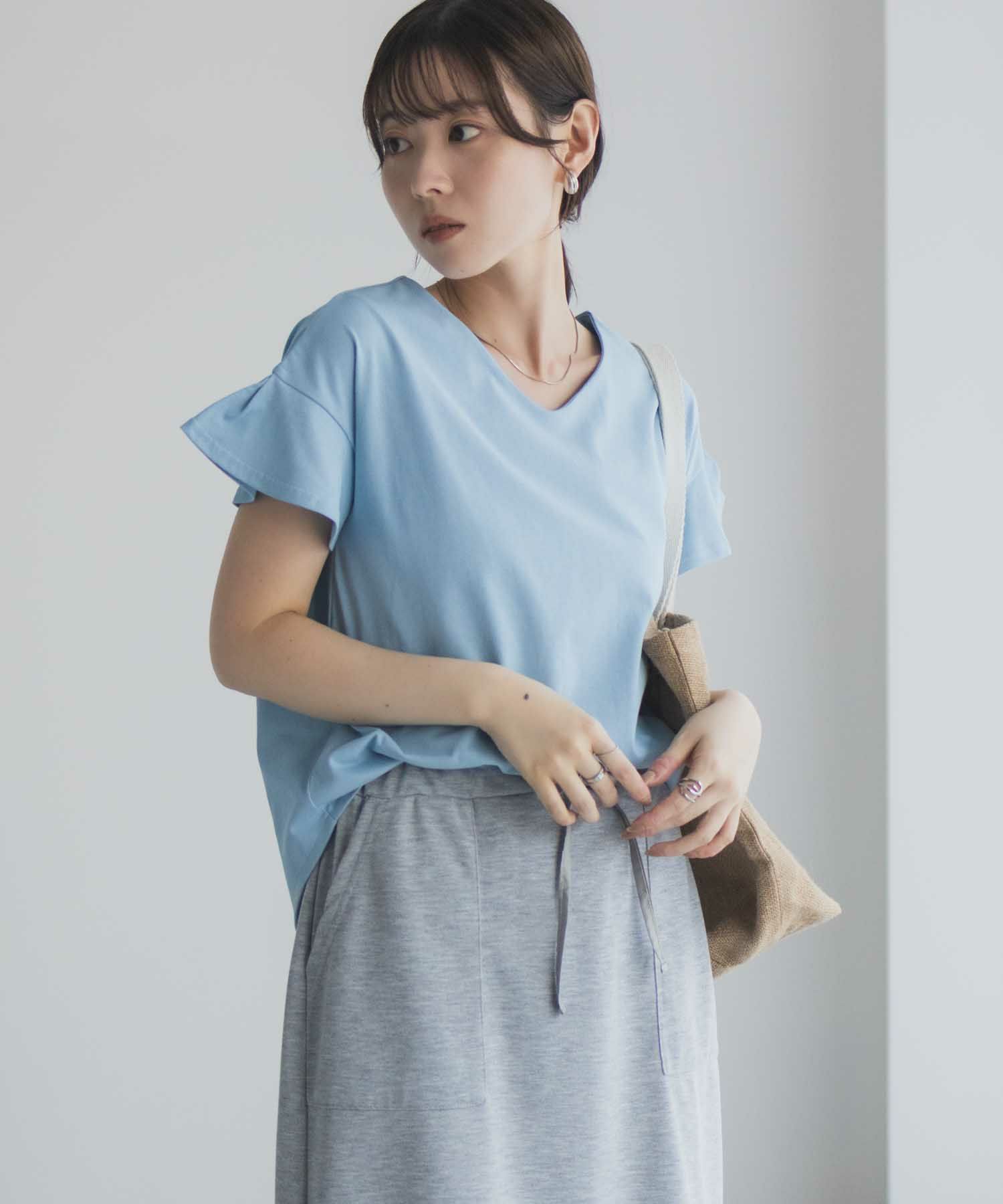 Idnes スリーブデザインTシャツ レディース メール便 対応商品商品画像-7