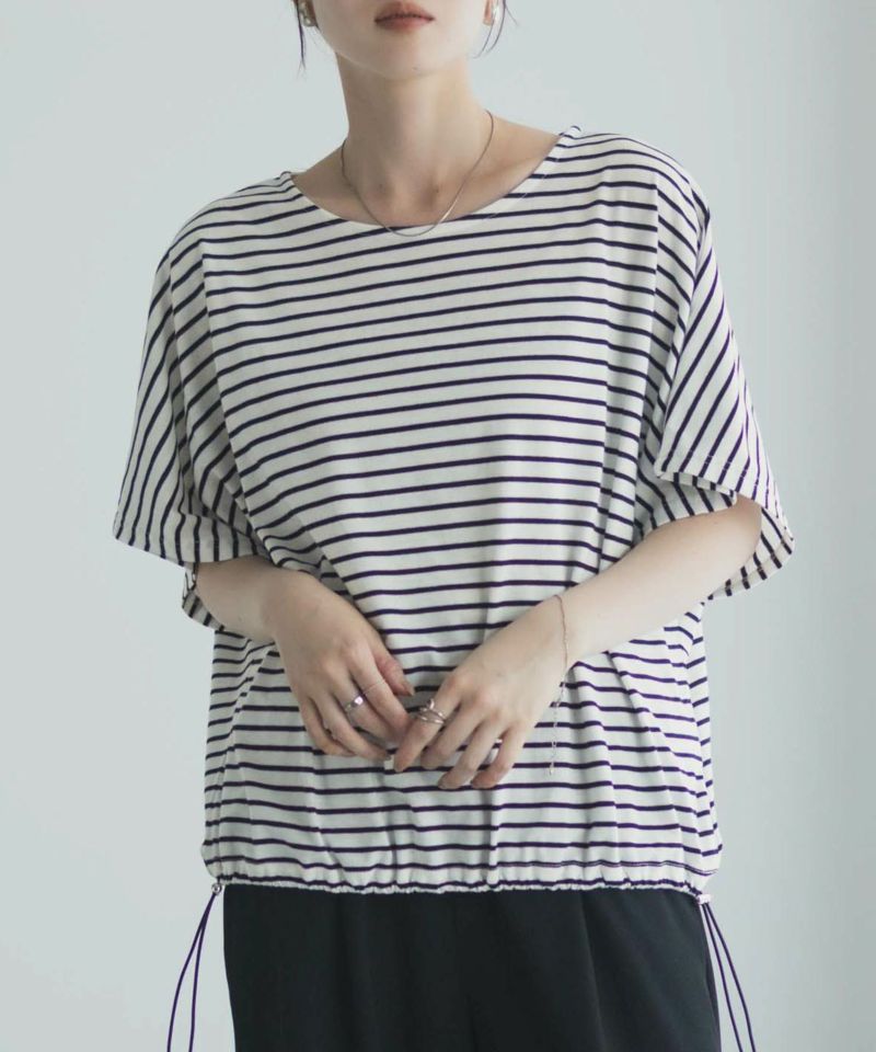 Idnes 裾ドロストボーダーカットソー レディース メール便 対応商品商品画像-1