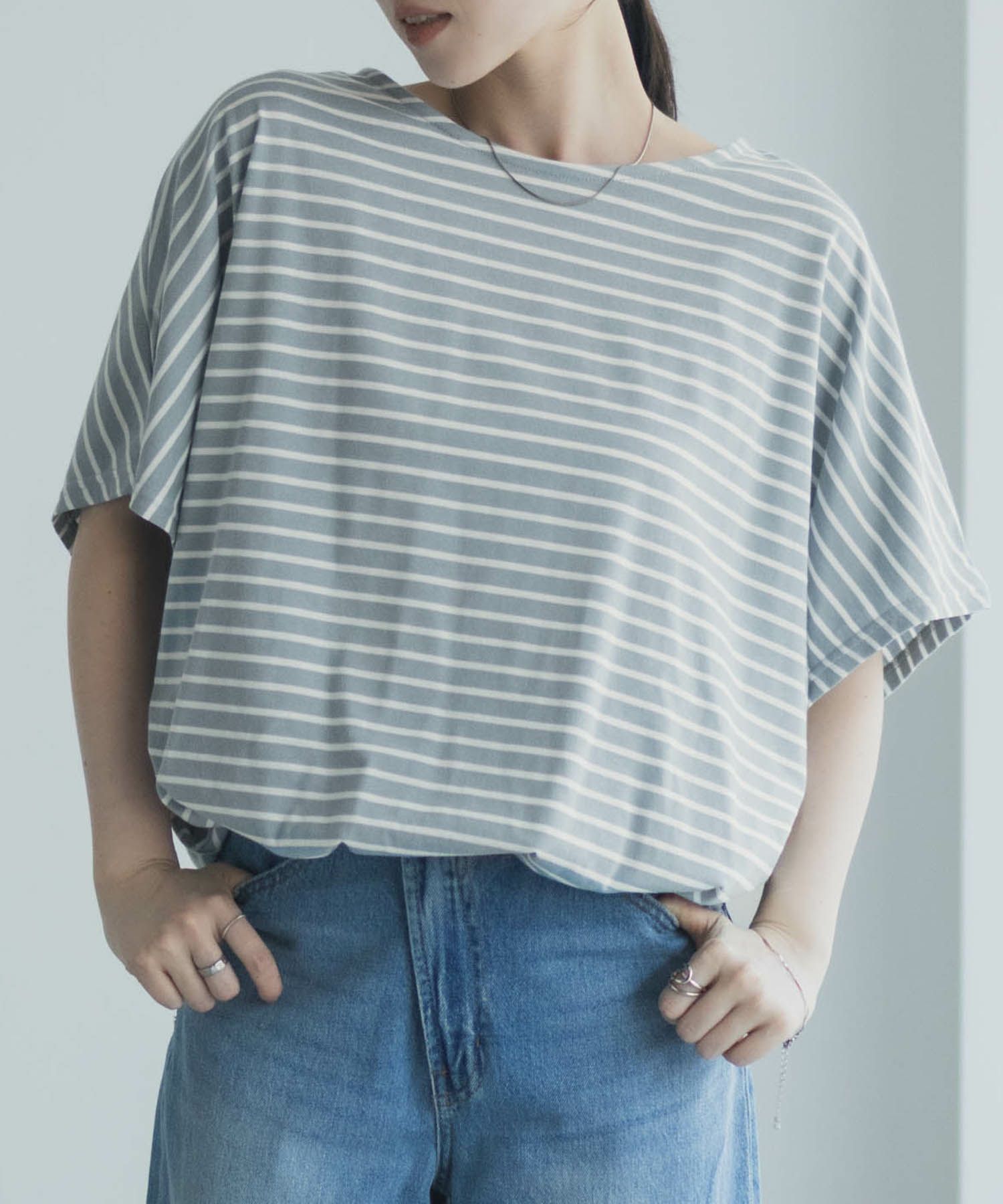 Idnes 裾ドロストボーダーカットソー レディース ネコポス 対応商品